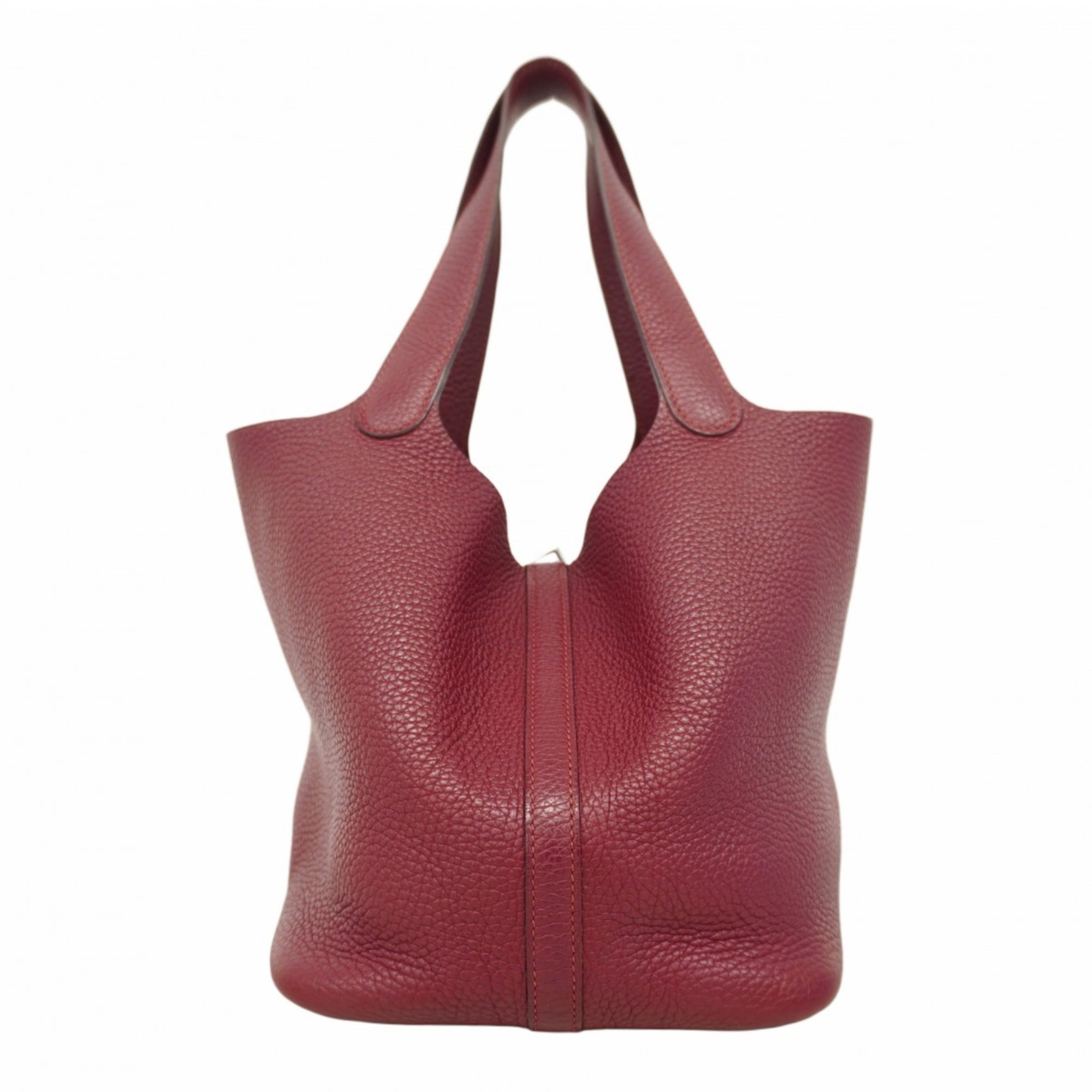 Hermes Rouge H Taurillon Clemence Leather Handbag (Pre-Owned)