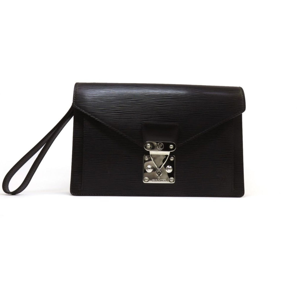 Louis Vuitton Noir Leather Clutch Bag Pochette (Pre-Owned)