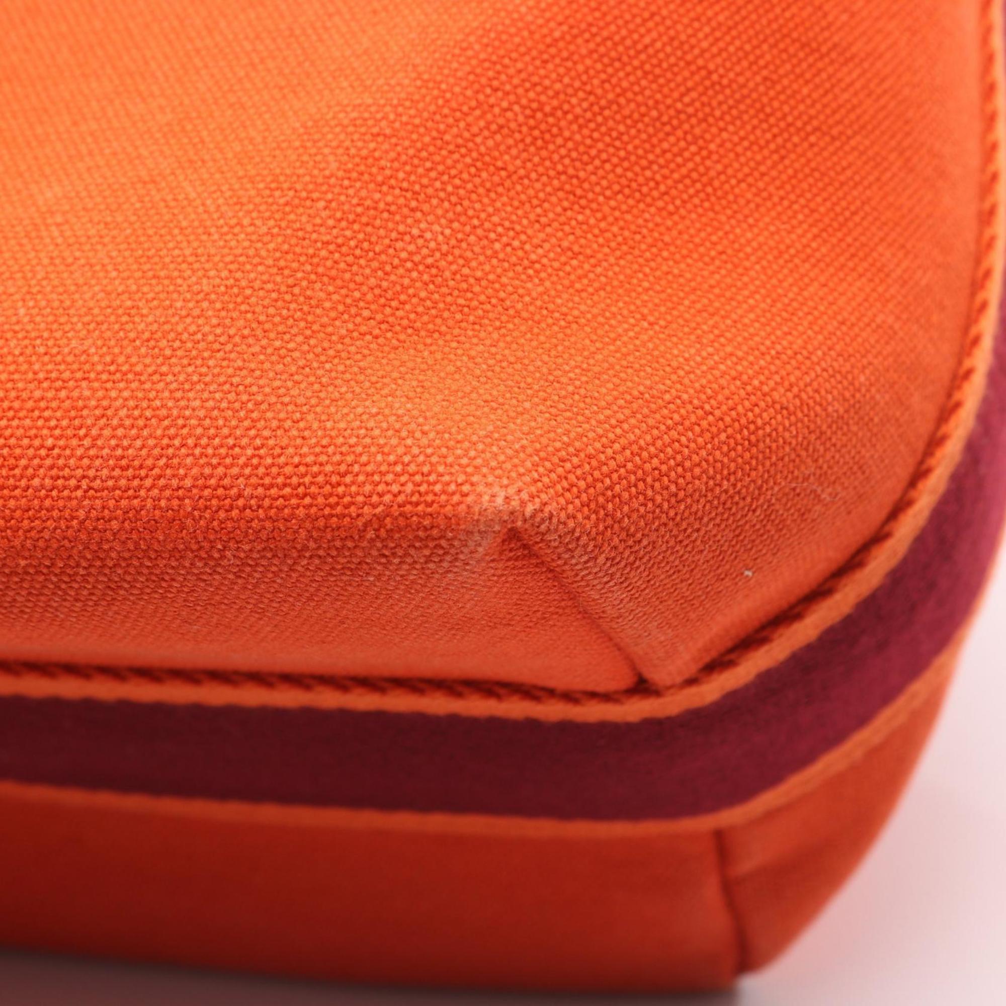 Hermes Feu Orange Canvas Handbag (Pre-Owned)