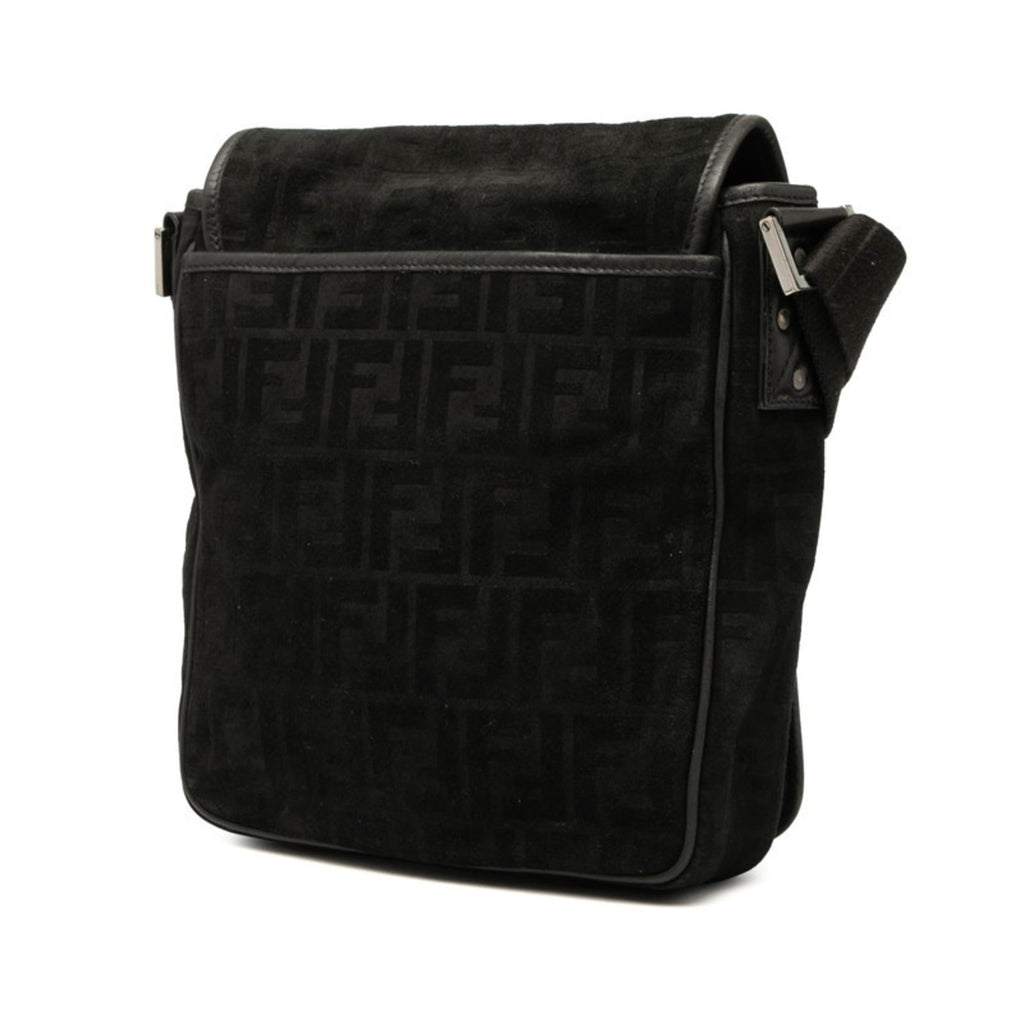 Fendi Black Leather Messenger Bag (Pre-Owned)