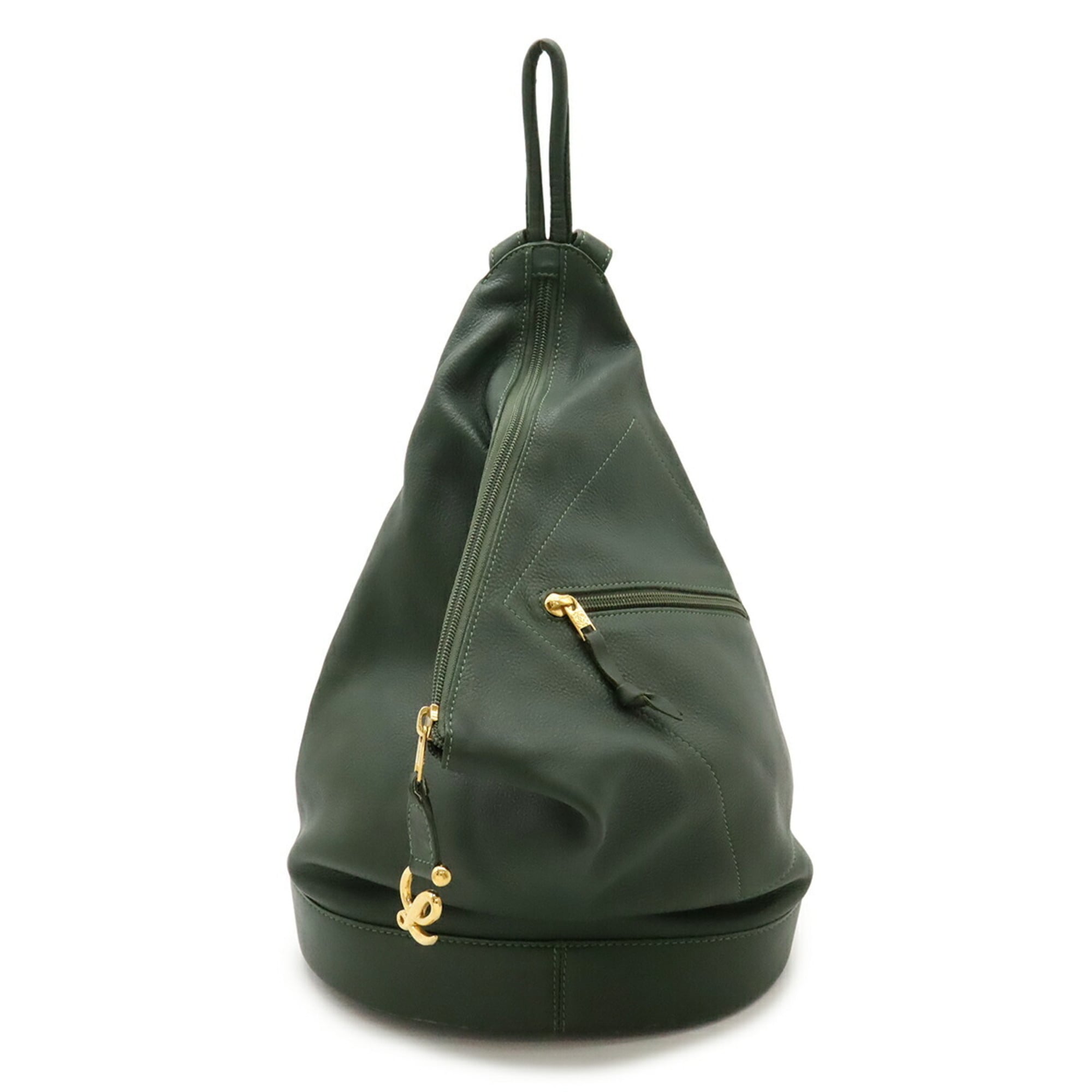 Loewe Anton Khaki Leather Backpack Pouch (Pre-Owned)