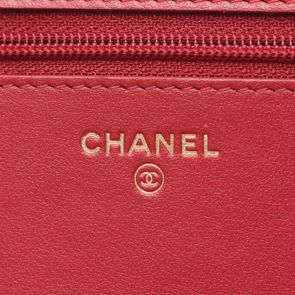 Chanel Red Color Grained Calfskin Shoulder Bag (Pre-Owned)