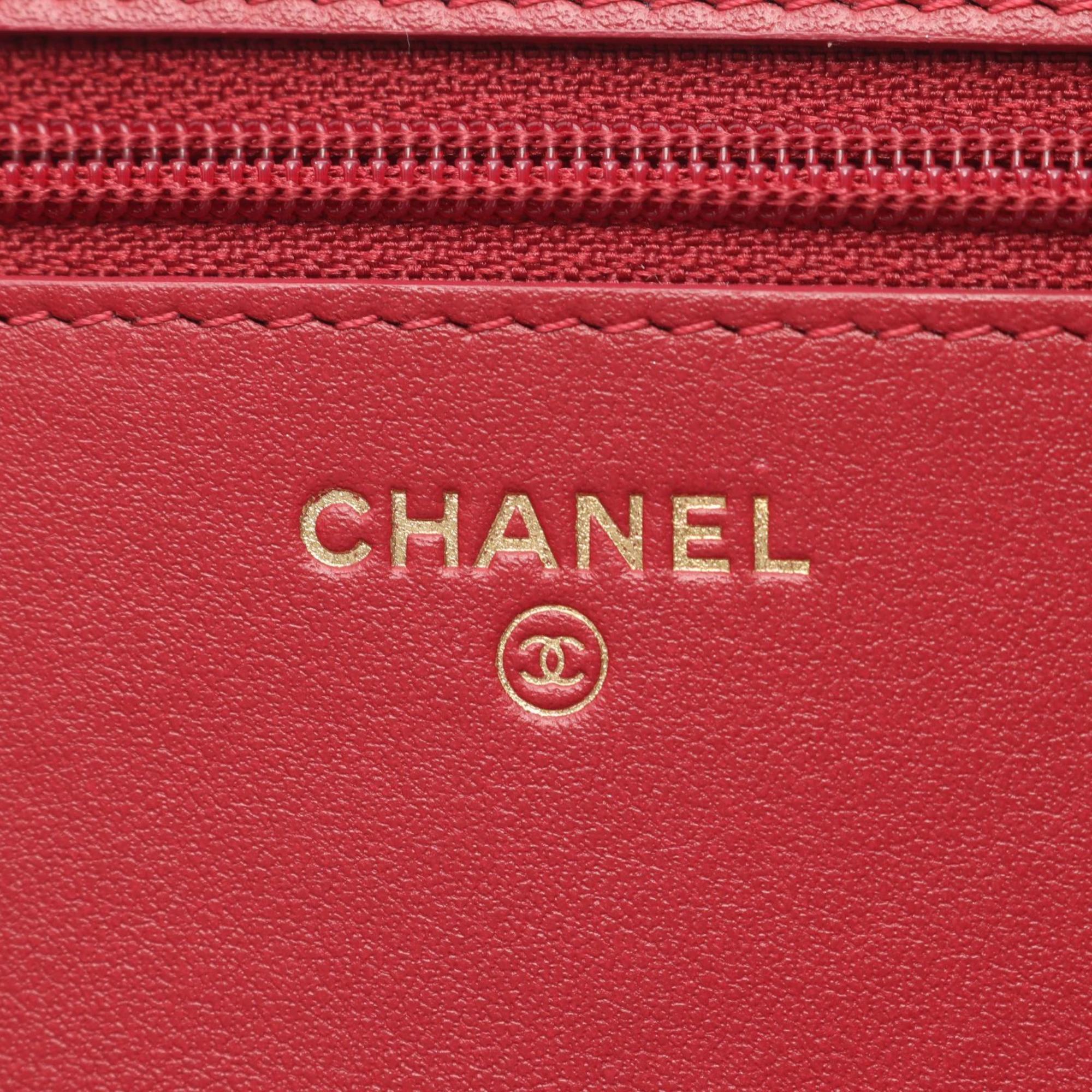 Chanel Red Color Grained Calfskin Shoulder Bag (Pre-Owned)