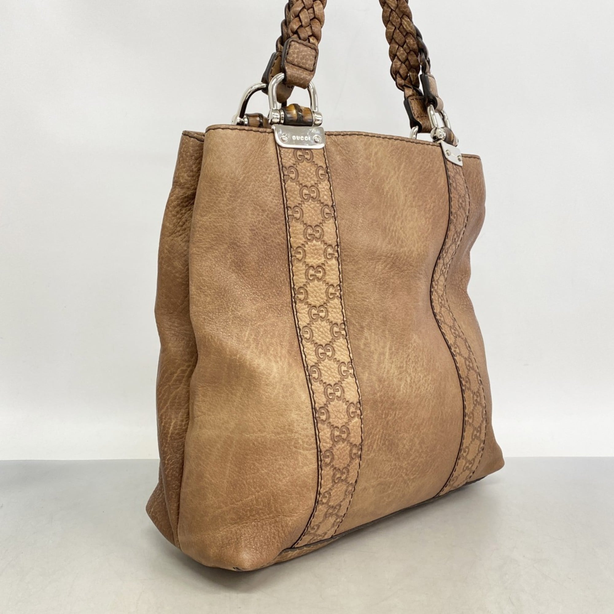 Gucci Brown Leather Tote Bag (Pre-Owned)