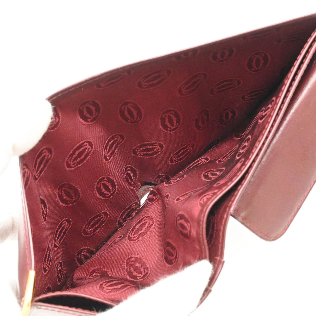 Cartier Bordeaux Red Color Leather Wallet (Bi-Fold) (Pre-Owned)