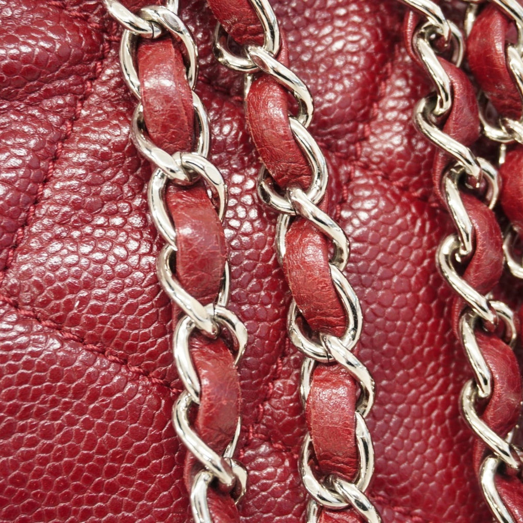 Chanel Red Color Grained Calfskin Shoulder Bag (Pre-Owned)