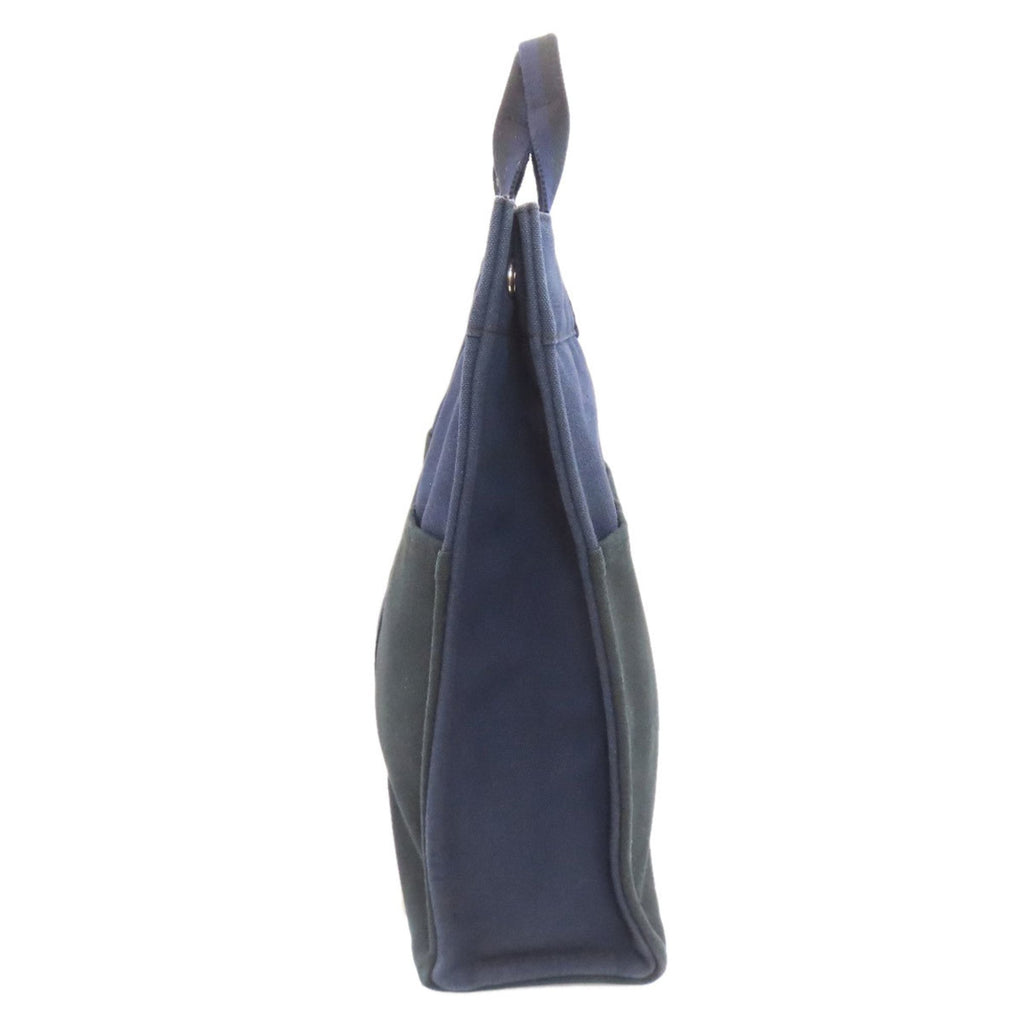 Hermes Black Navy Canvas Handbag (Pre-Owned)