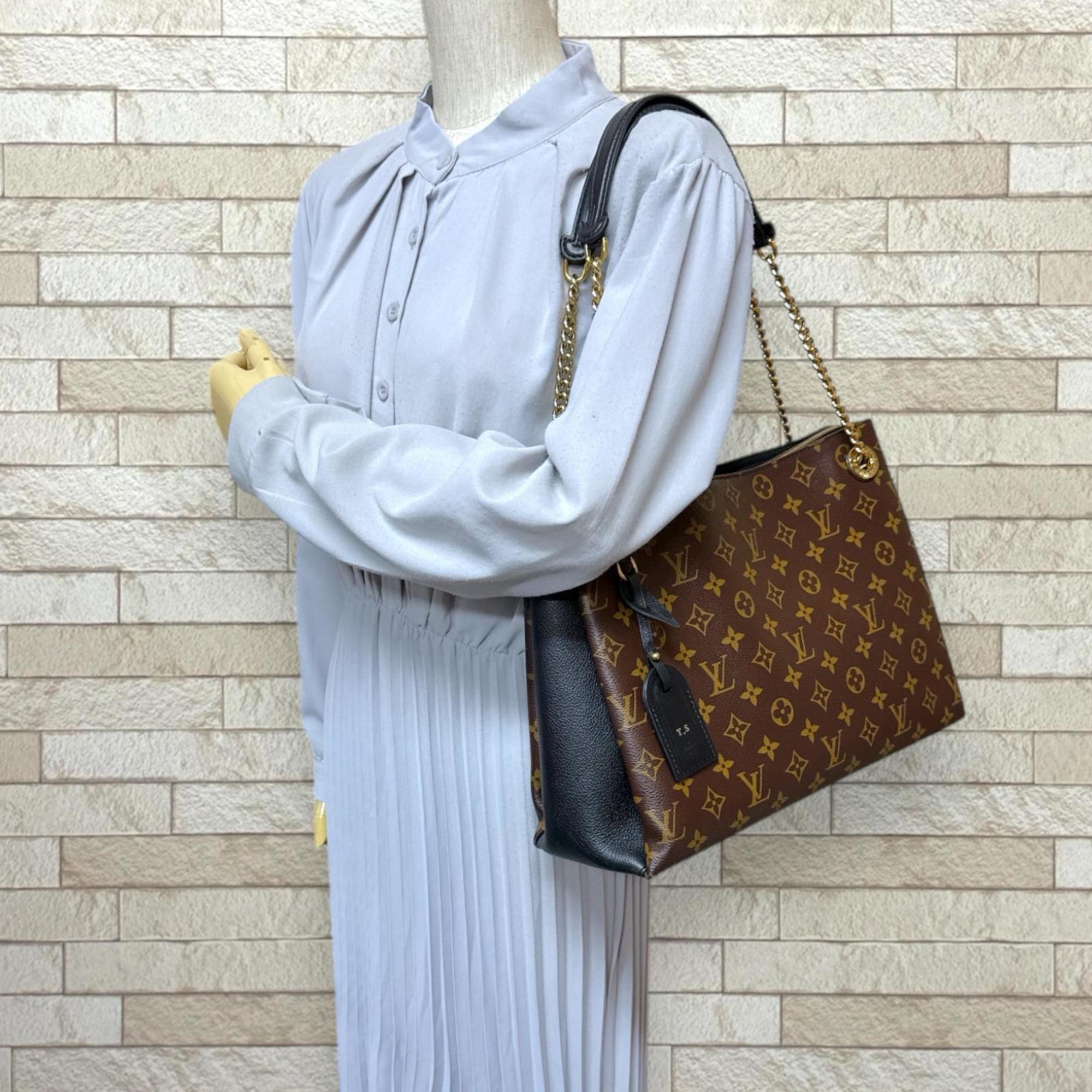 Louis Vuitton Black Brown Monogram Canvas Tote Bag (Pre-Owned)