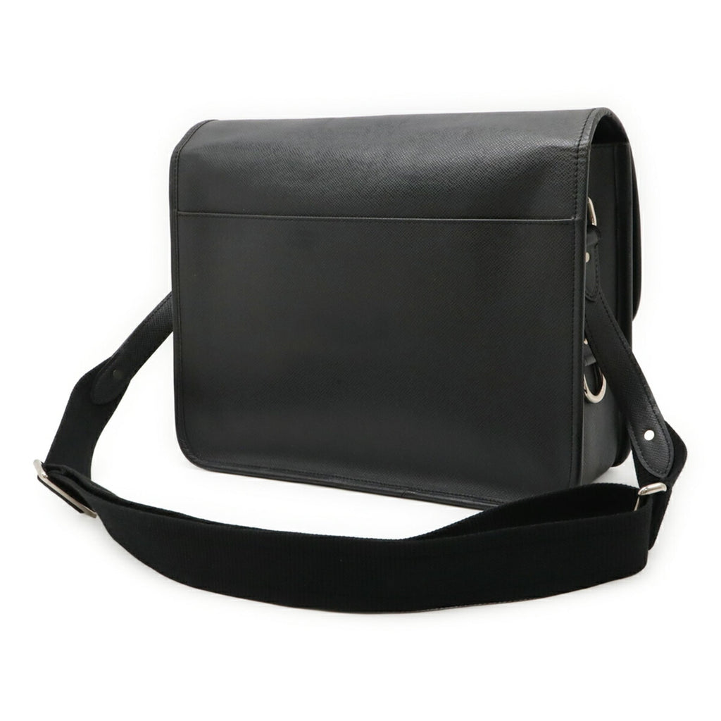 Louis Vuitton Taiga Ardoise Black Leather Shoulder Bag (Pre-Owned)