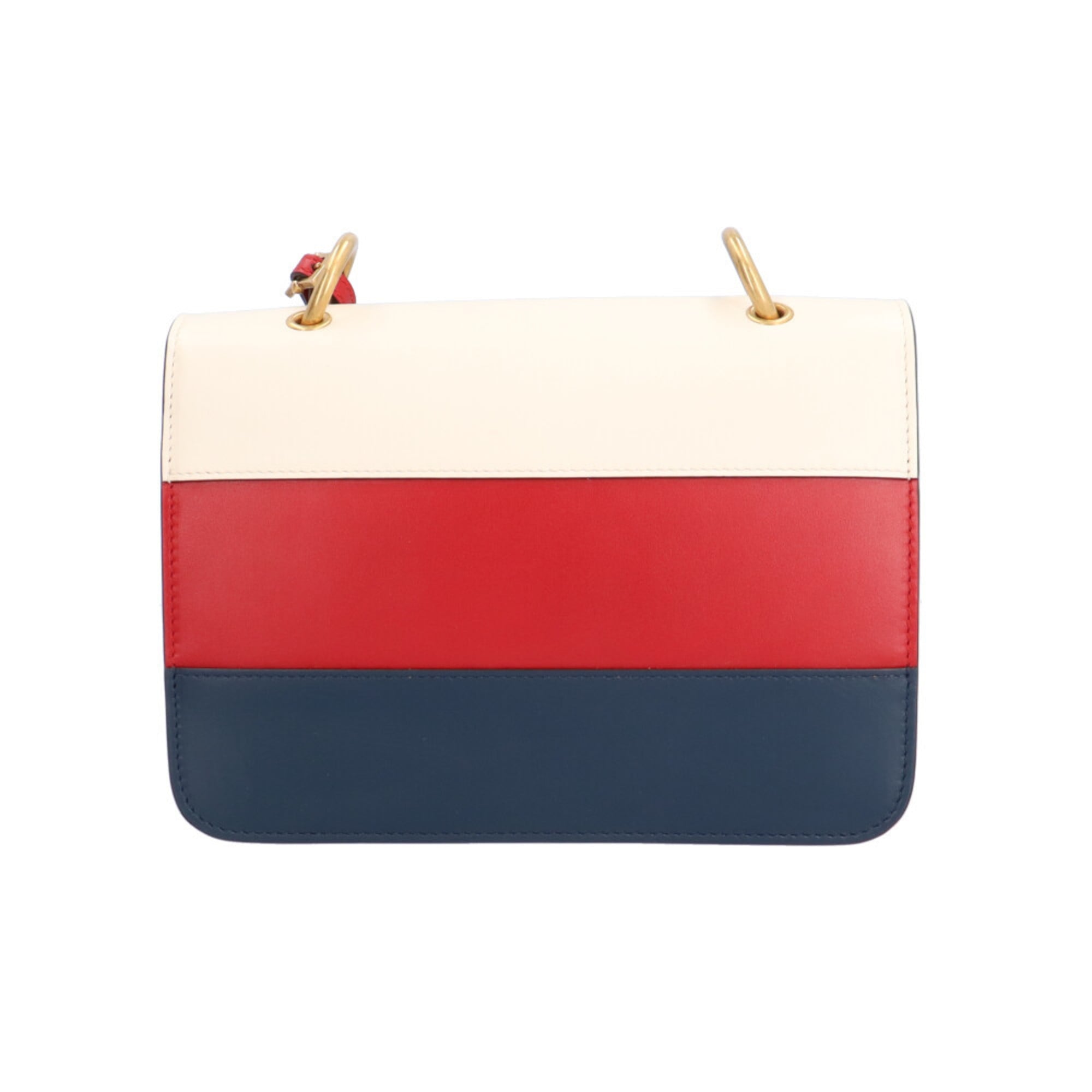 Gucci Navy Red Color White Leather Shoulder Bag (Pre-Owned)