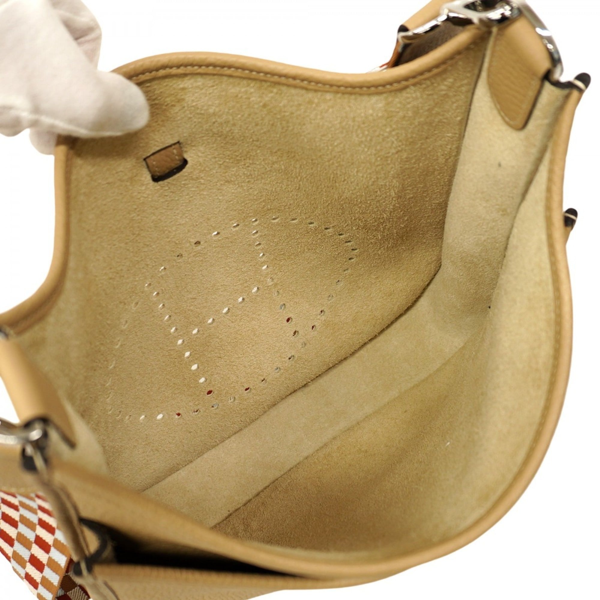 Hermes Silver Taurillon Clemence Leather Shoulder Bag (Pre-Owned)