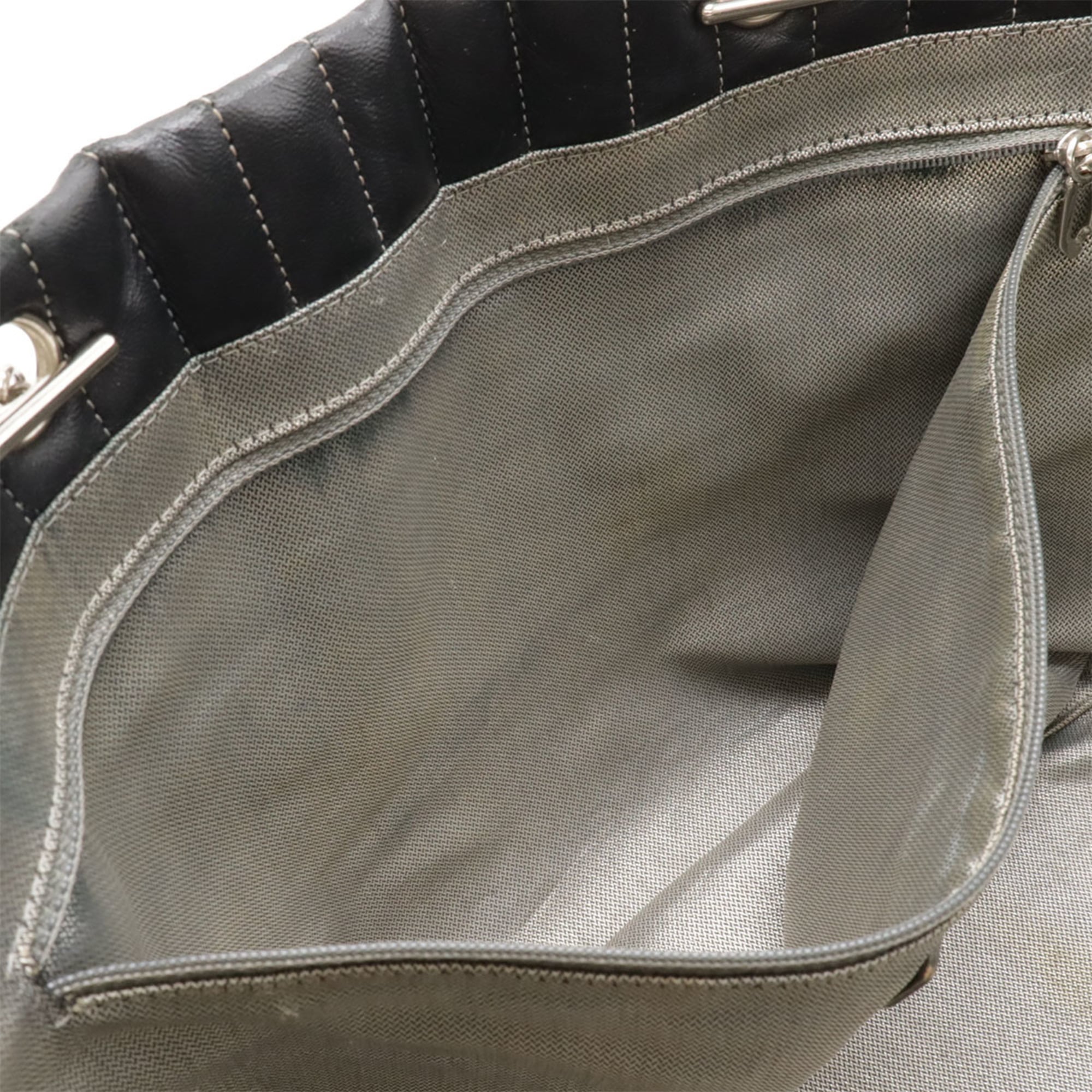 Chanel Mademoiselle Black Leather Shoulder Bag Tote Bag (Pre-Owned)