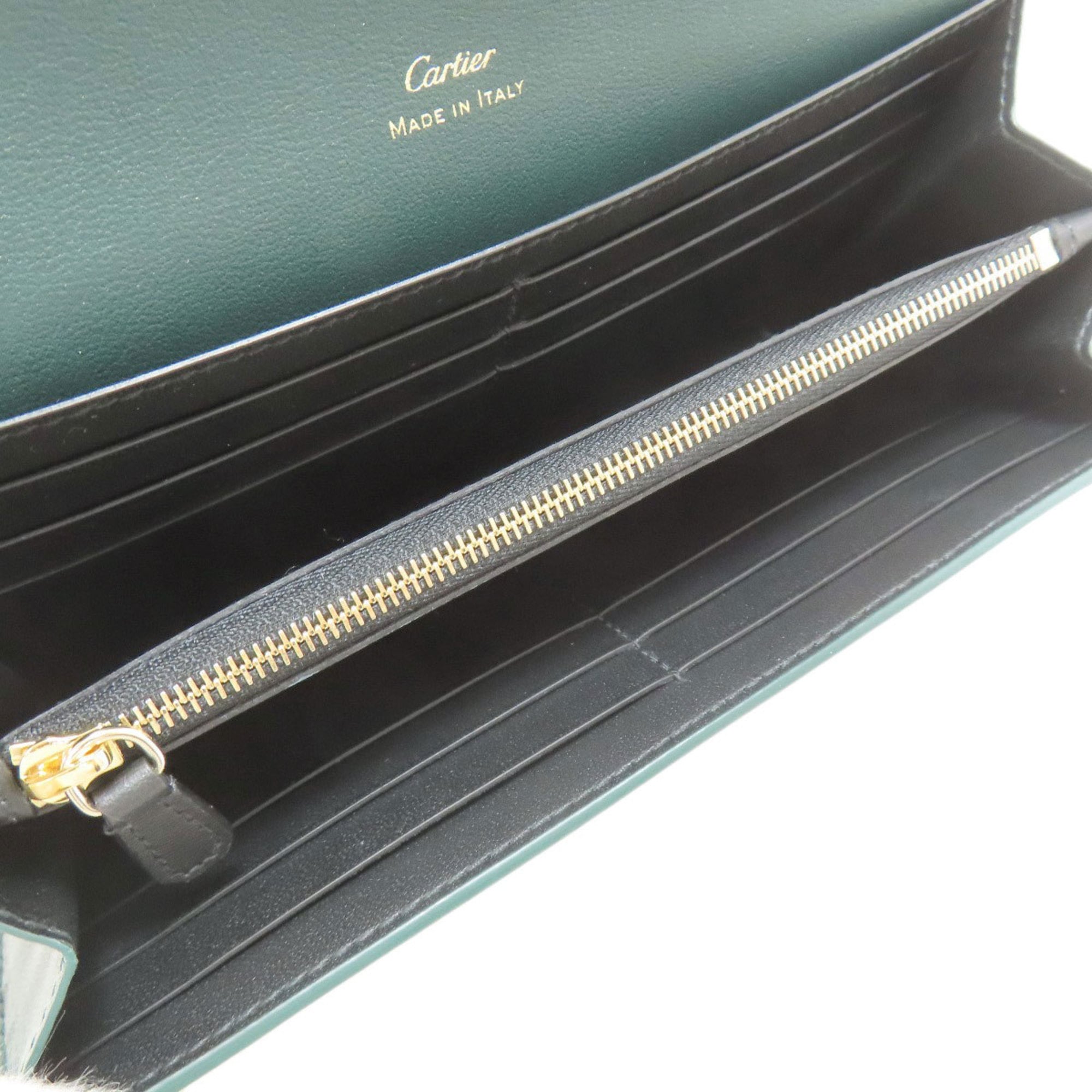Cartier Green Leather Long Wallet (Bi-Fold) (Pre-Owned)