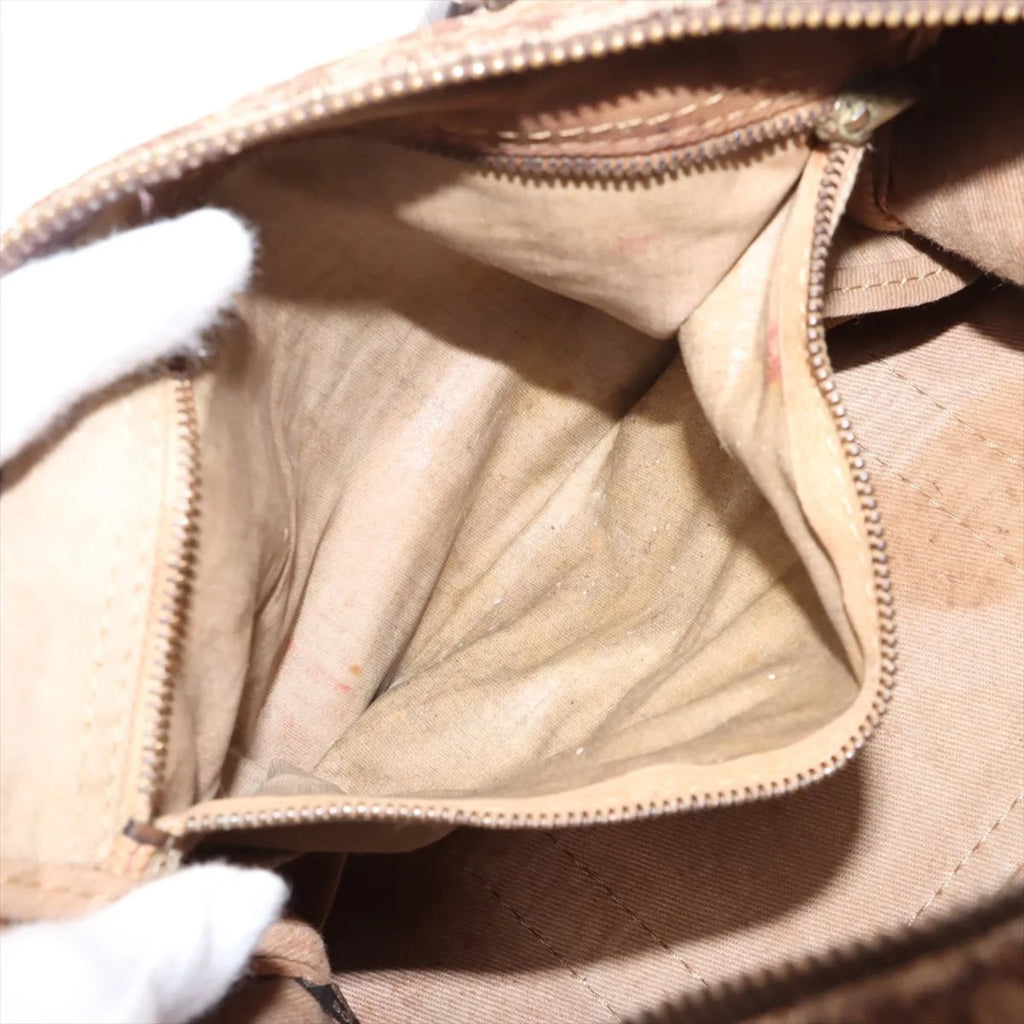 Christian Dior Brown Leather Canvas Handbag (Pre-Owned)
