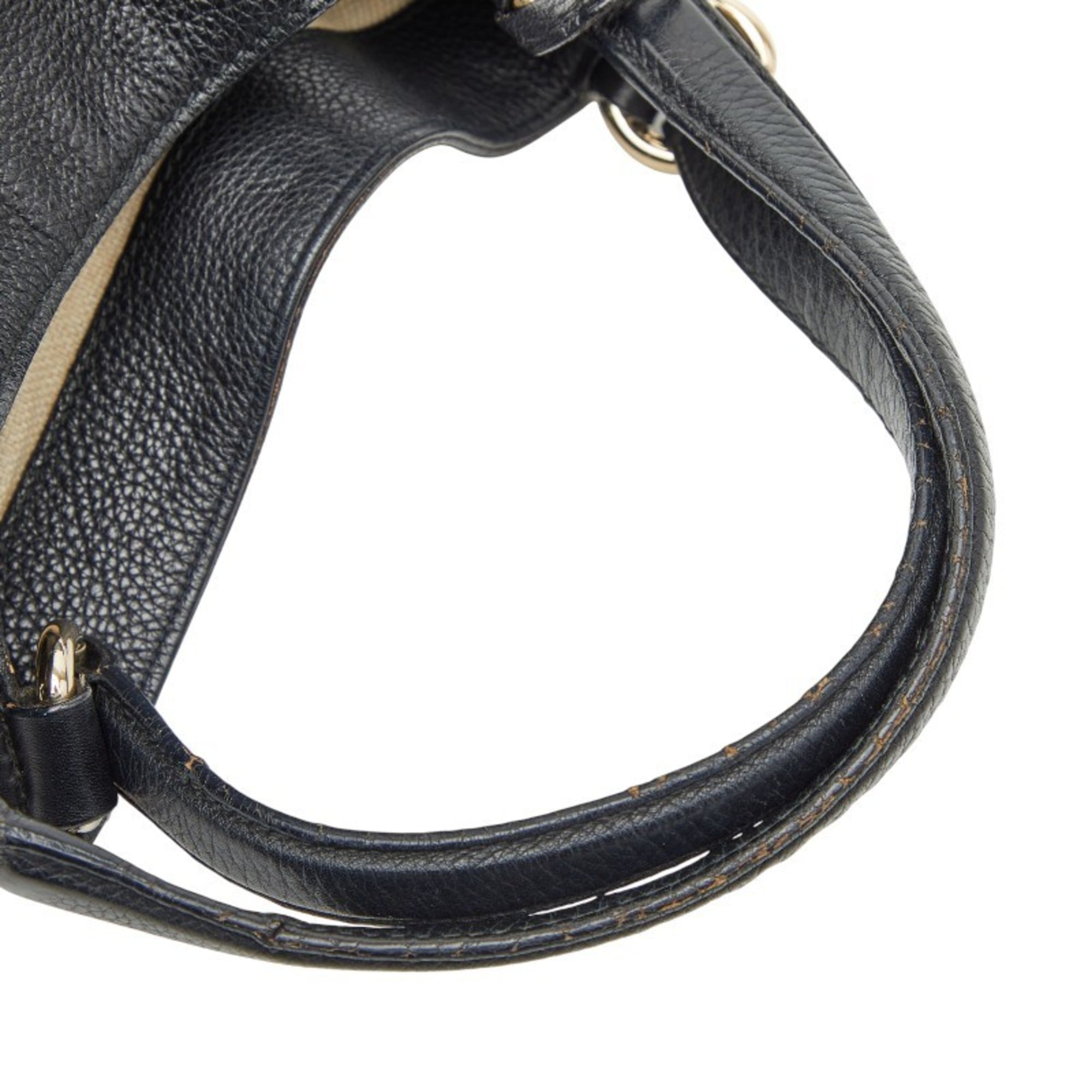 Gucci Black Leather Shoulder Bag Tote Bag (Pre-Owned)