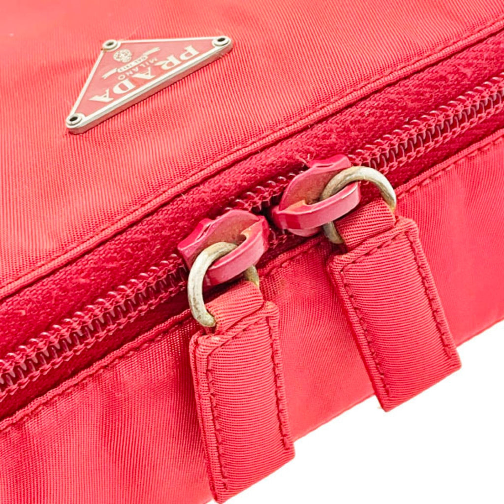 Prada Red Color Nylon Wash Bag (Pre-Owned)