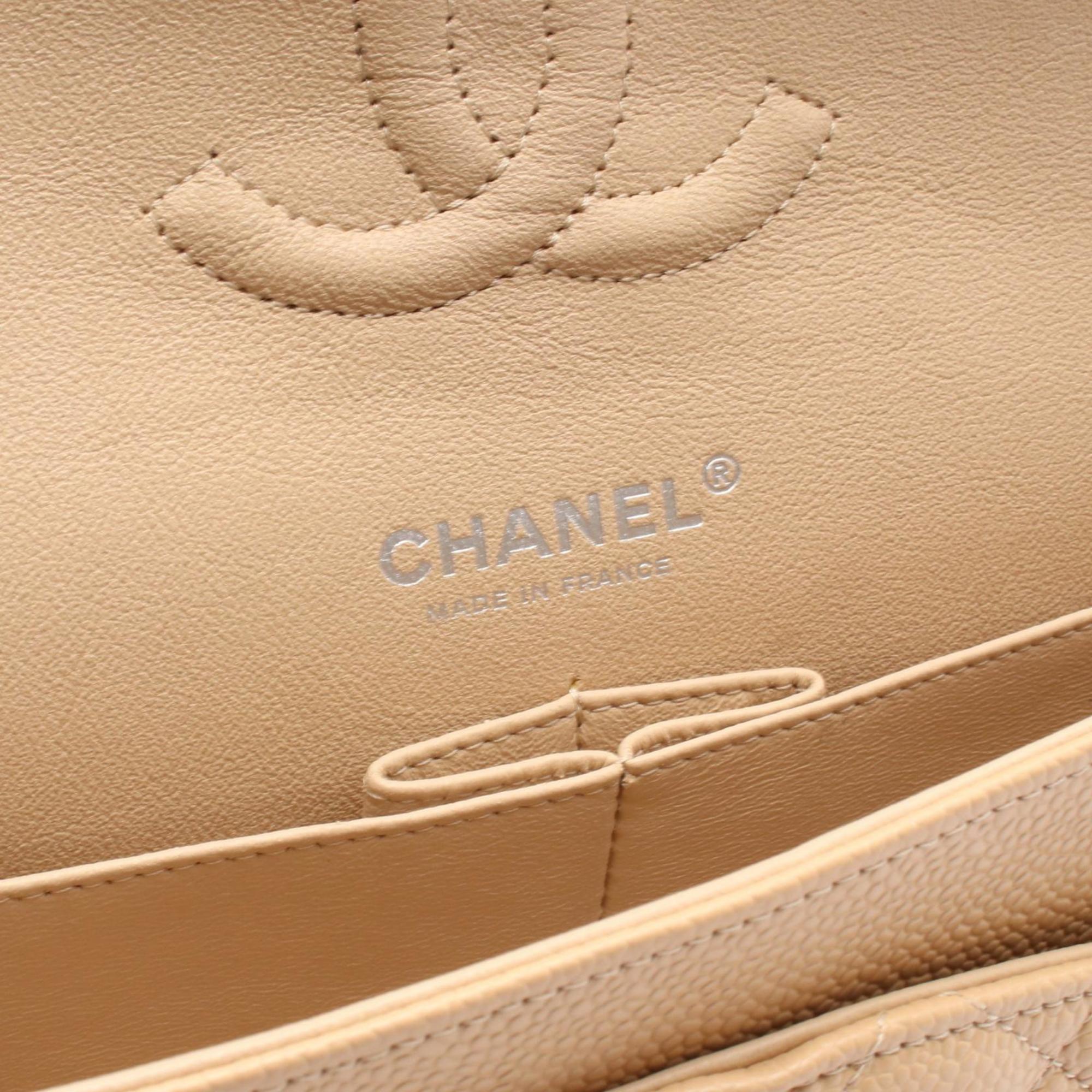Chanel Beige Grained Calfskin Shoulder Bag (Pre-Owned)