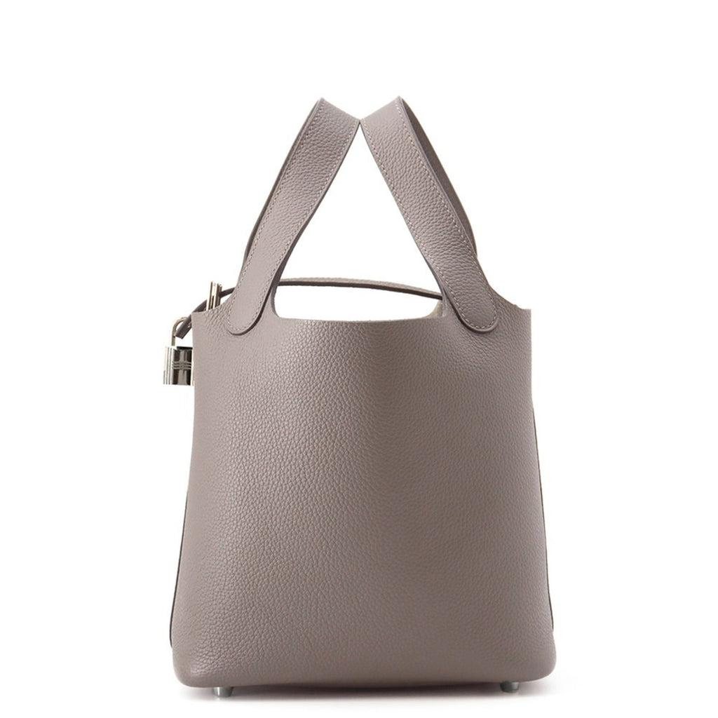 Hermes Picotin Etain Taurillon Clemence Leather Handbag (Pre-Owned)