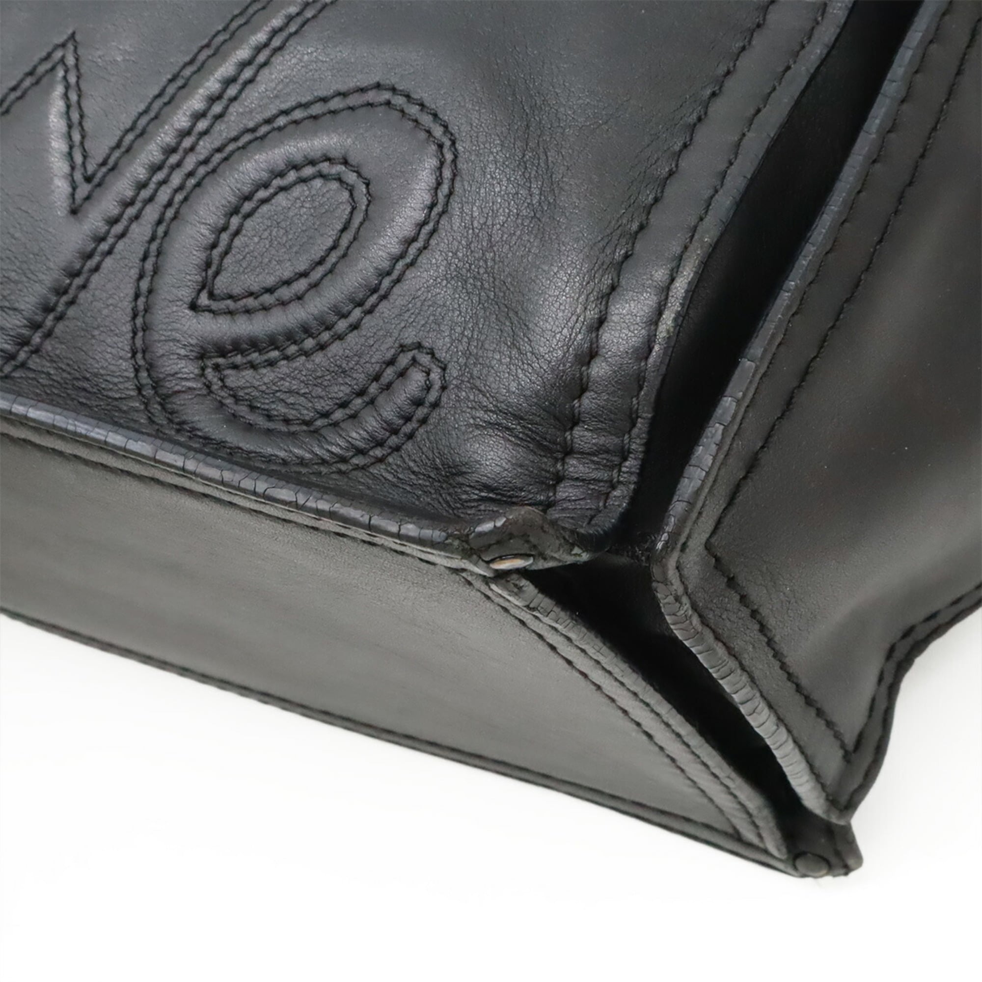Loewe Black Leather Shoulder Bag Tote Bag (Pre-Owned)