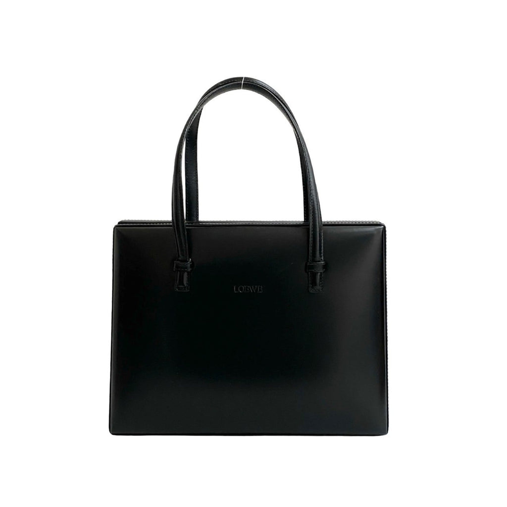 Loewe Black Leather Boston Bag Handbag Tote Bag (Pre-Owned)
