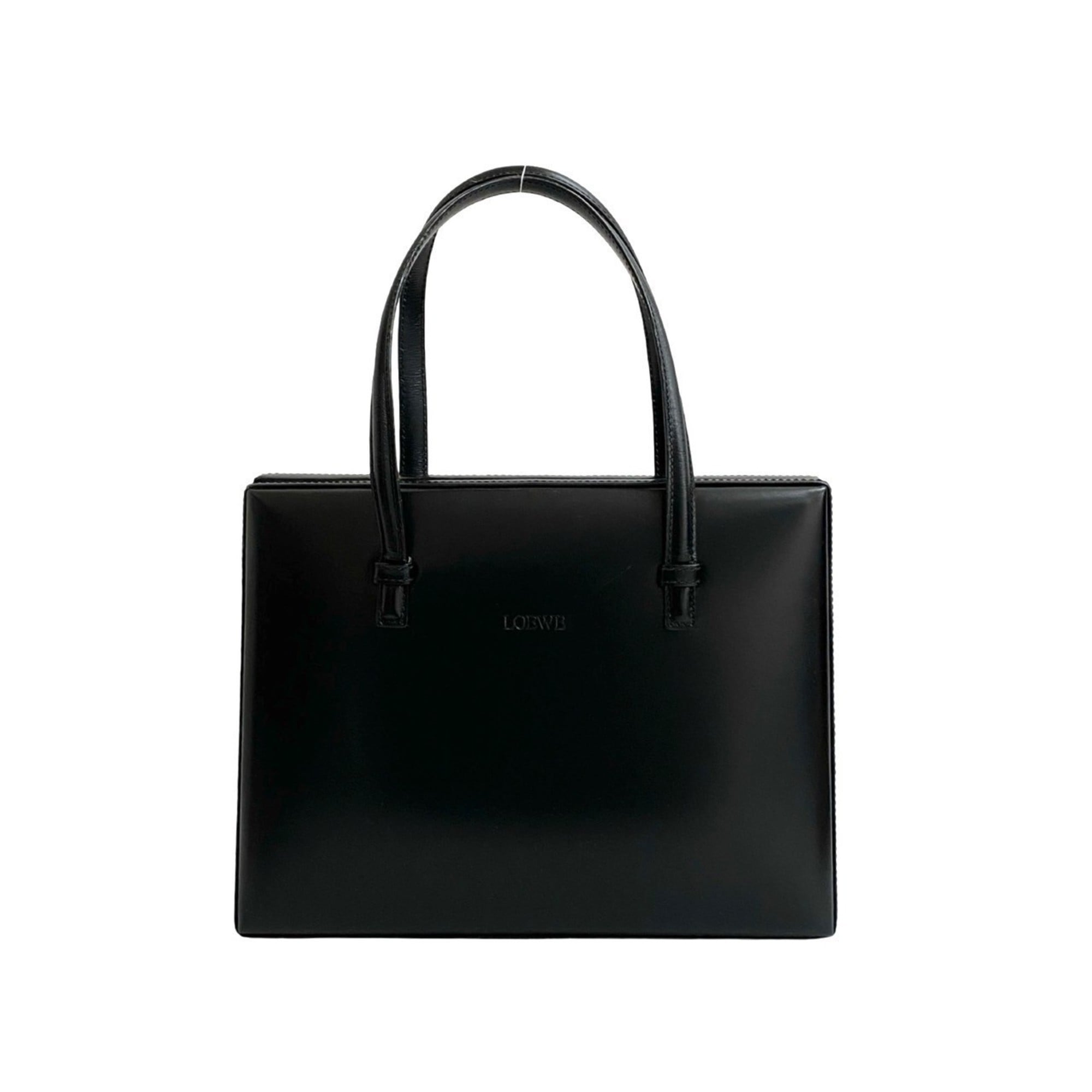 Loewe Black Leather Boston Bag Handbag Tote Bag (Pre-Owned)