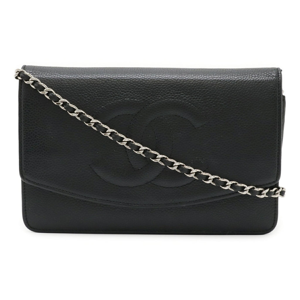 Chanel Black Grained Calfskin Pochette Shoulder Bag (Pre-Owned)