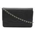 Chanel Black Grained Calfskin Pochette Shoulder Bag (Pre-Owned)