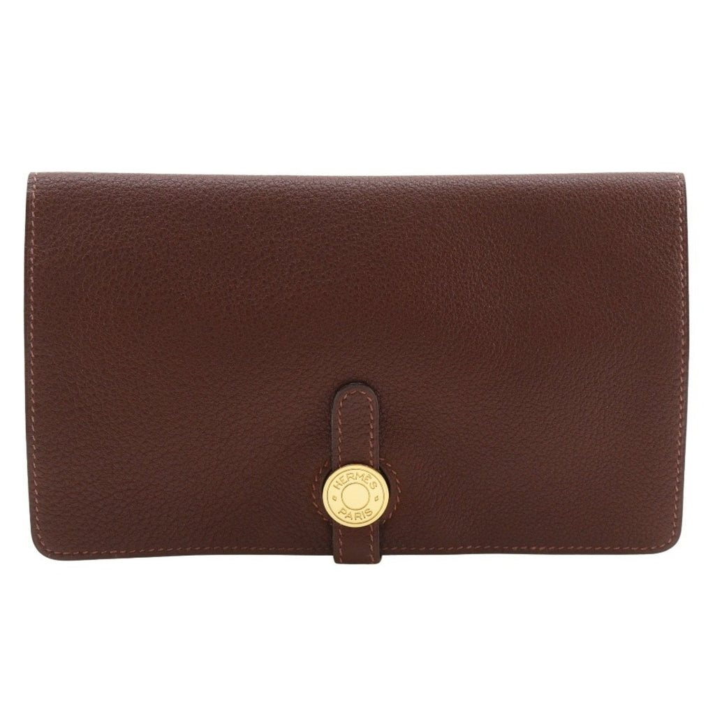 Hermes Dogon Brown Togo Leather Long Wallet (Bi-Fold) (Pre-Owned)