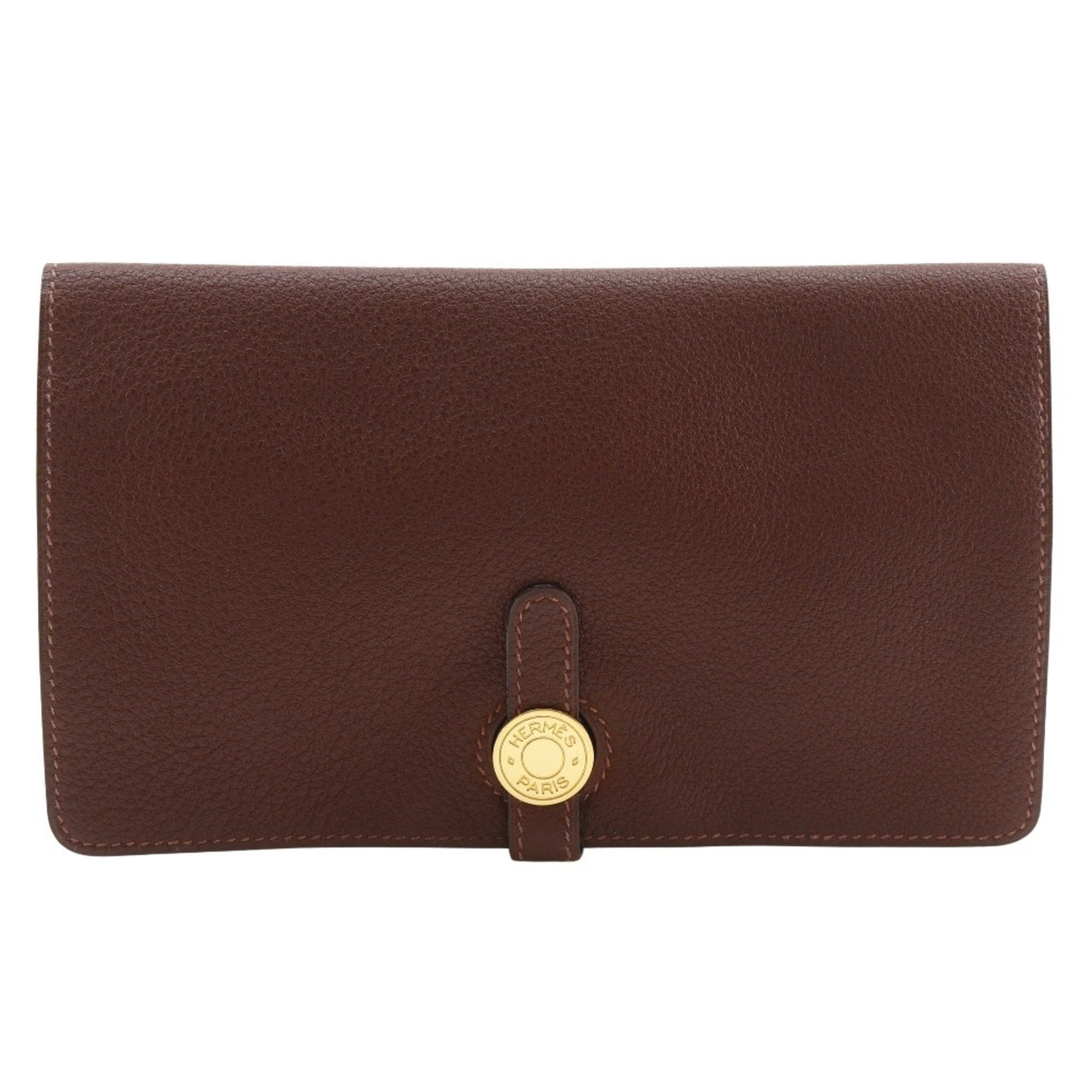 Hermes Dogon Brown Togo Leather Long Wallet (Bi-Fold) (Pre-Owned)