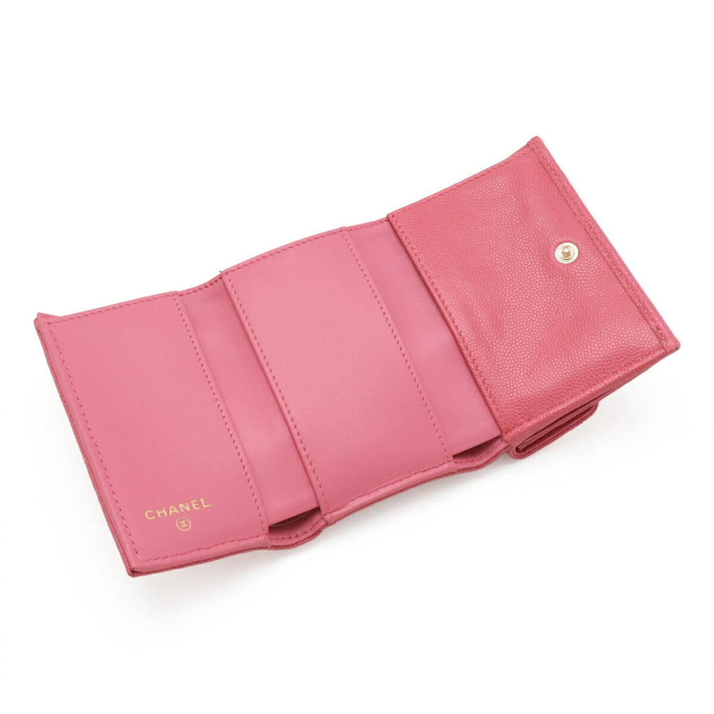 Chanel Pink Grained Calfskin Wallet (Tri-Fold) (Pre-Owned)