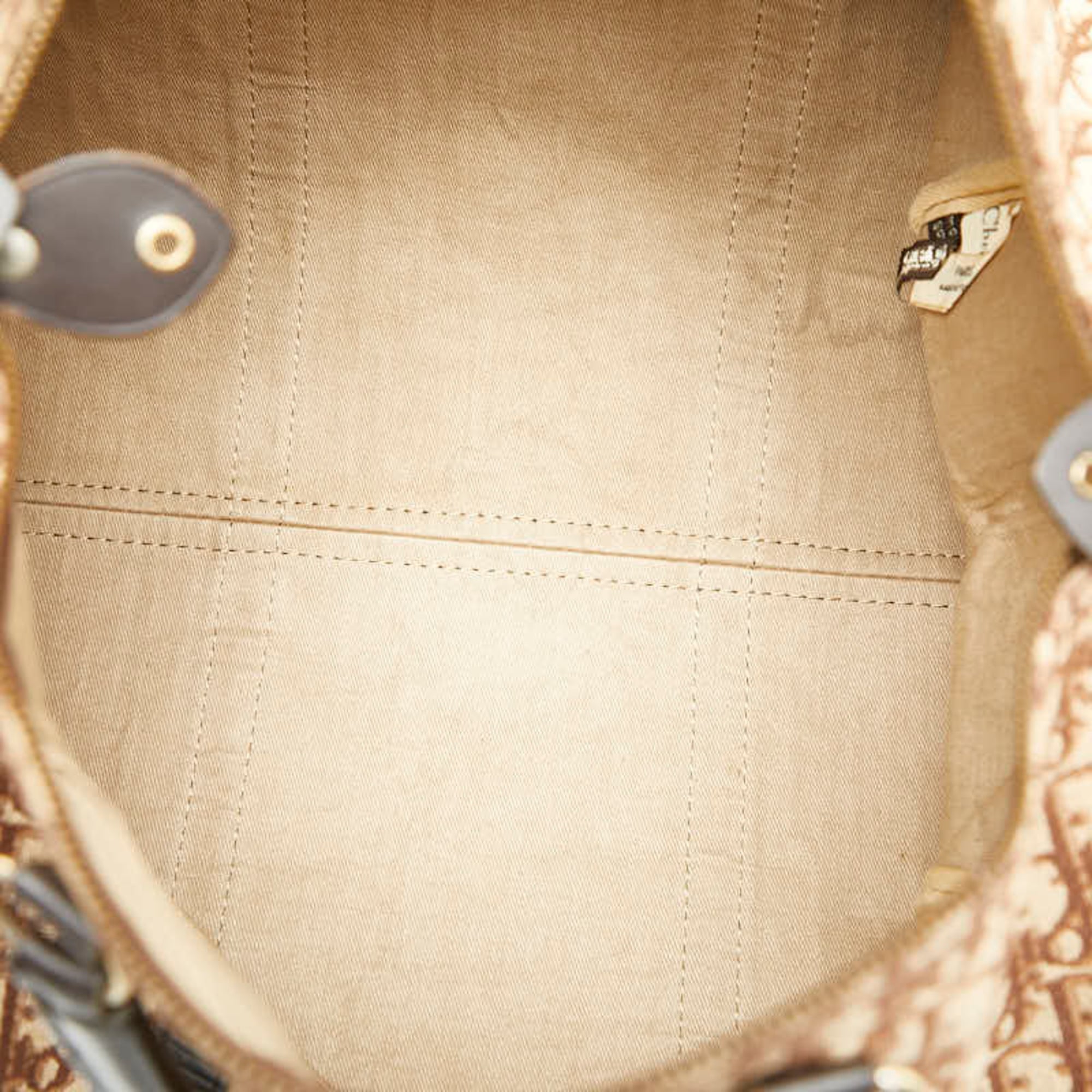 Christian Dior Brown Canvas Leather Boston Bag Handbag (Pre-Owned)