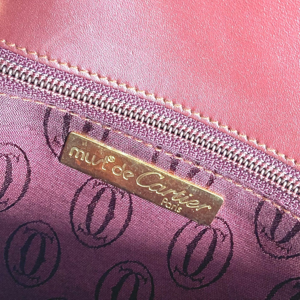 Cartier Must Wine Red Leather Clutch Bag Pouch (Pre-Owned)
