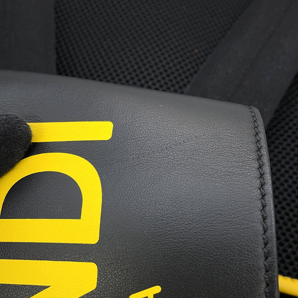 Fendi Pequin Black Yellow Nylon Leather Backpack (Pre-Owned)