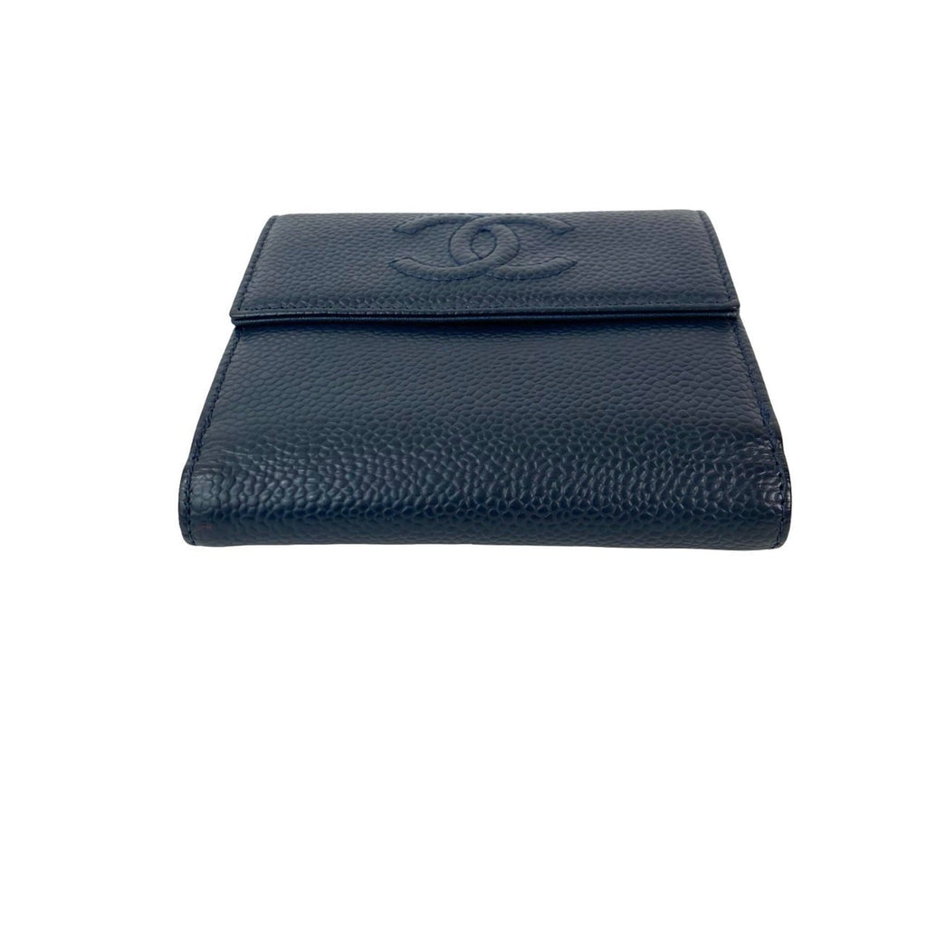 Chanel Navy Grained Calfskin Wallet (Bi-Fold) (Pre-Owned)