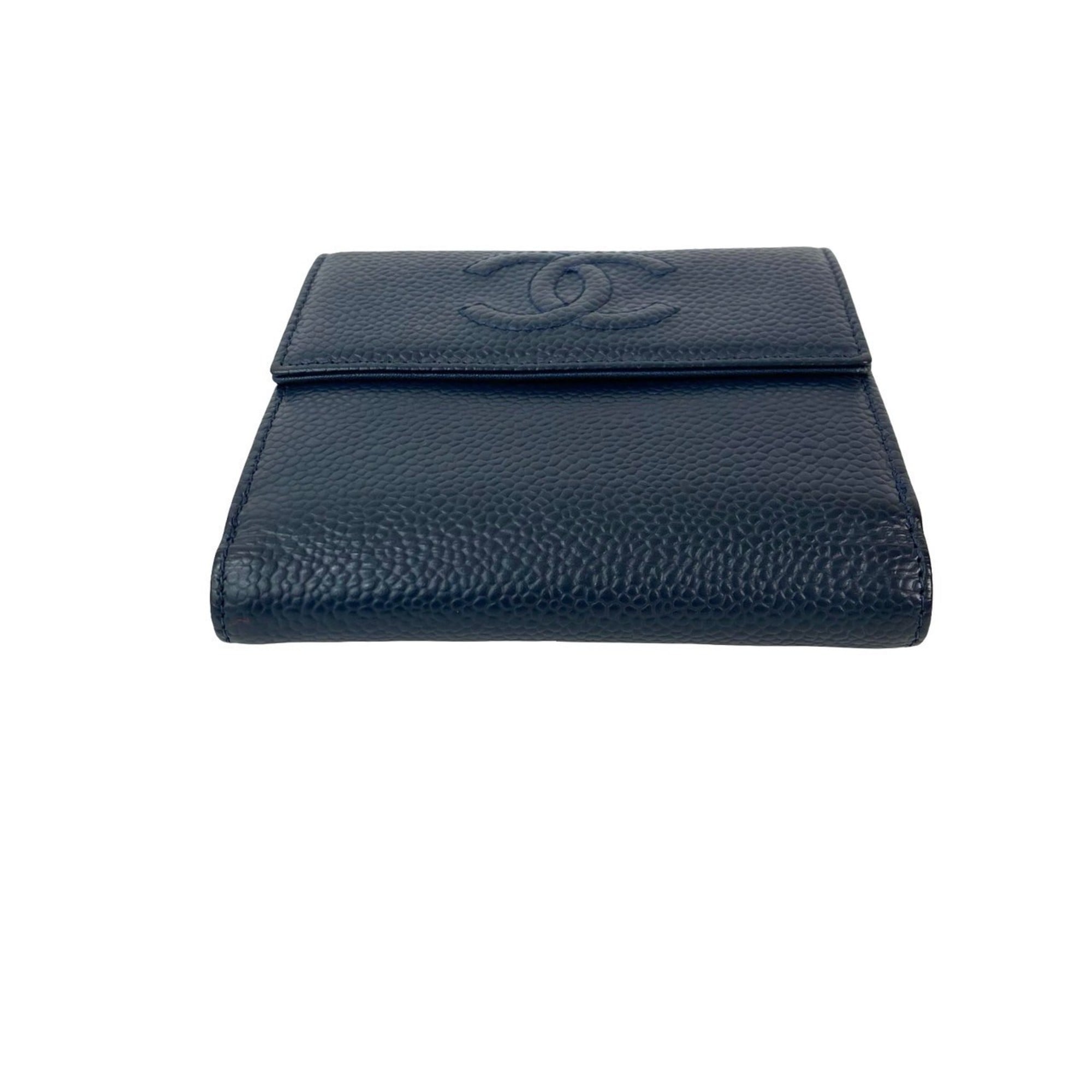 Chanel Navy Grained Calfskin Wallet (Bi-Fold) (Pre-Owned)