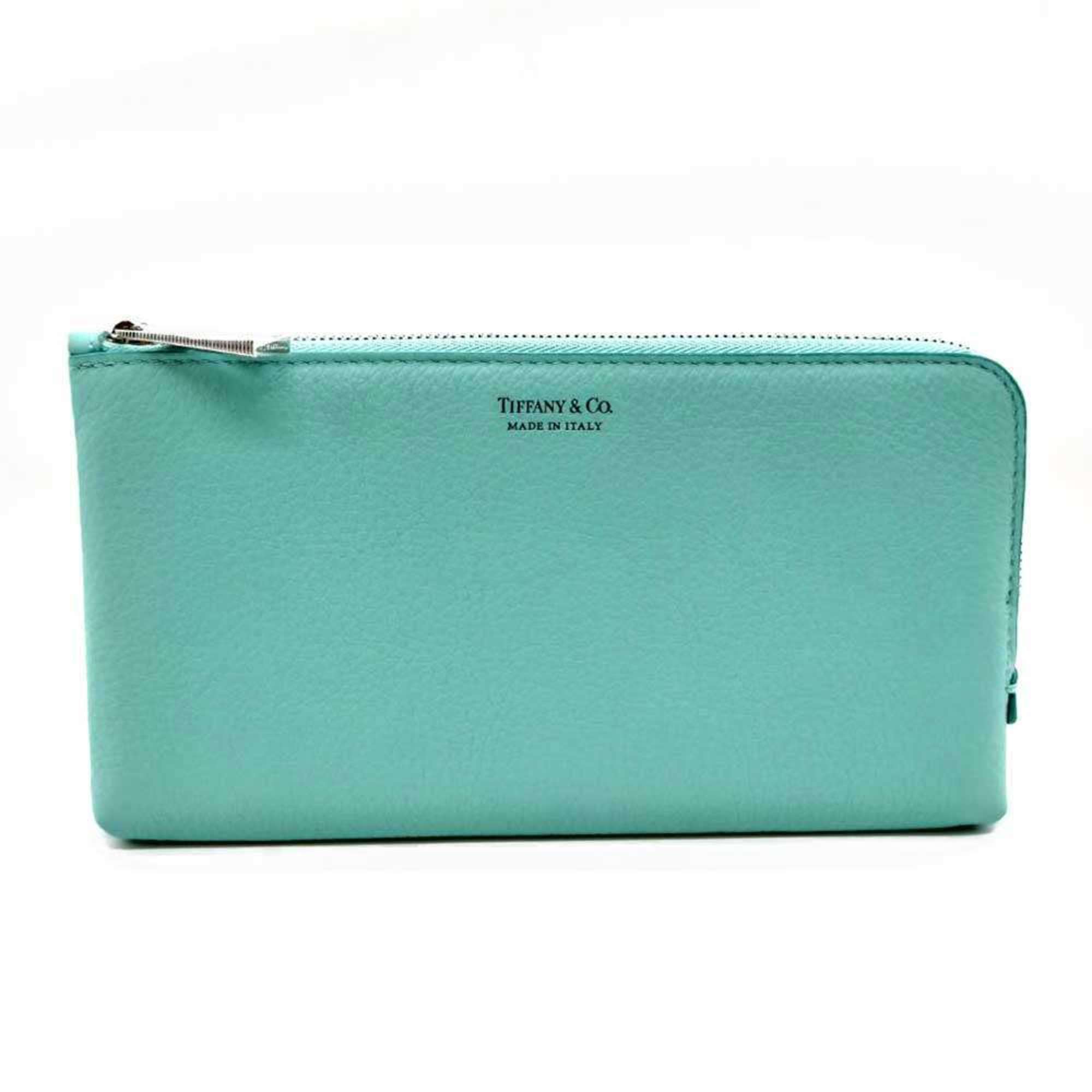 Tiffany Tiffany Blue Leather Long Wallet (Bi-Fold) (Pre-Owned)