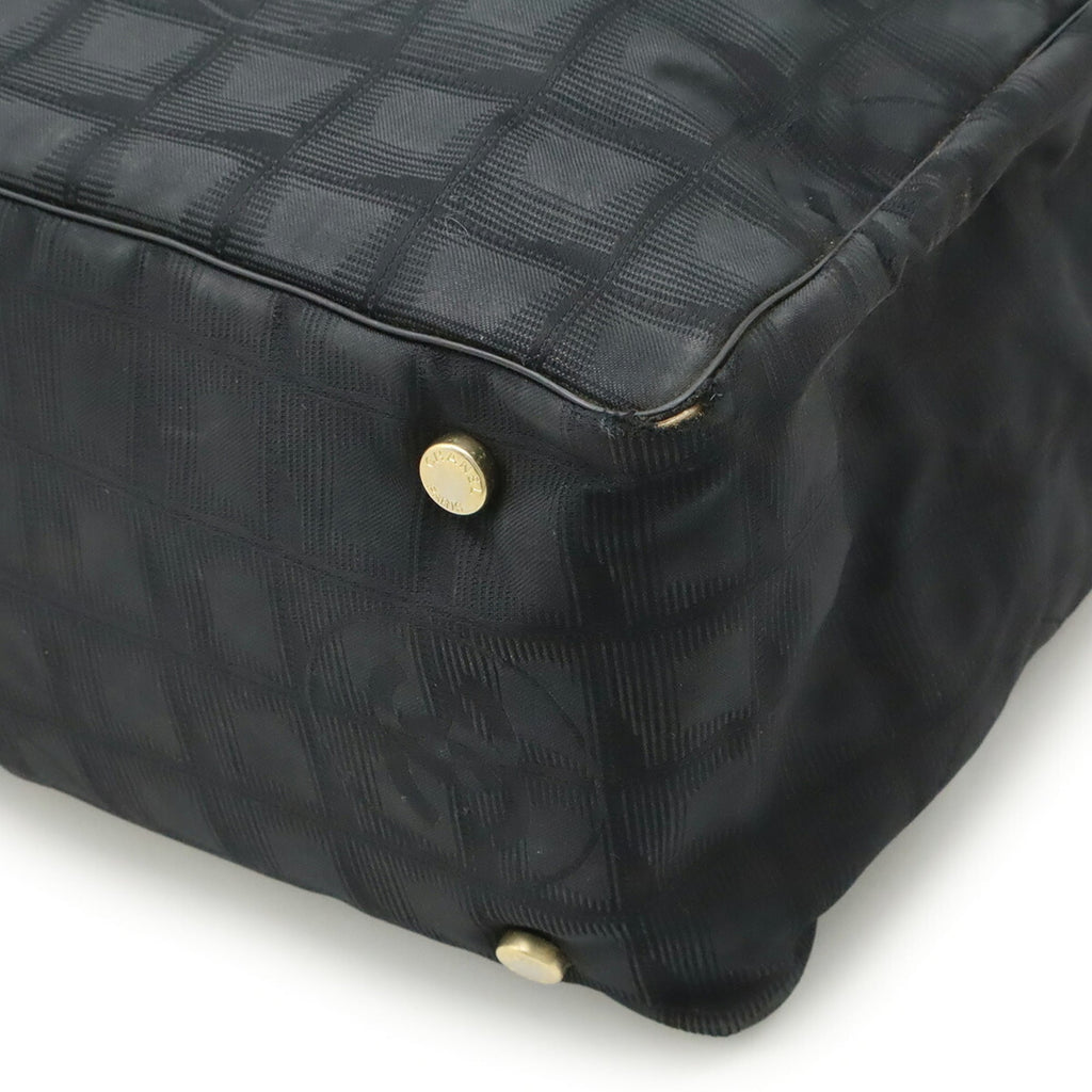 Chanel New Travel Line Black Jacquard Leather Tote Bag (Pre-Owned)