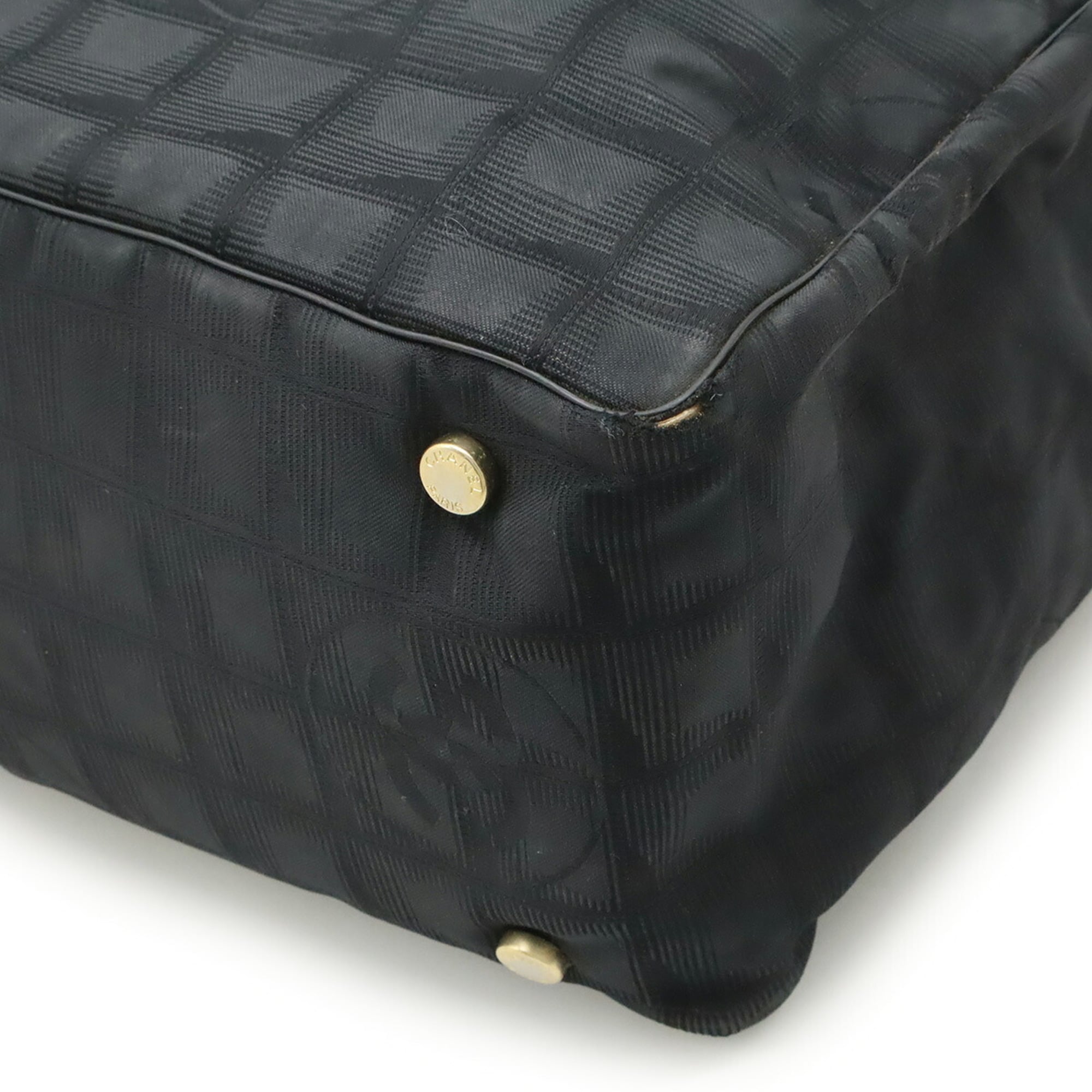 Chanel New Travel Line Black Jacquard Leather Tote Bag (Pre-Owned)