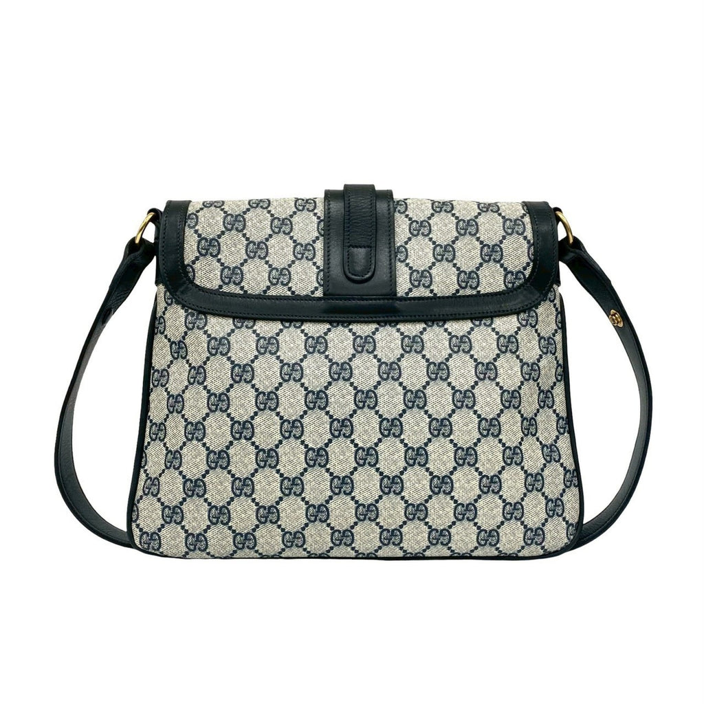 Gucci Navy Leather Pvc Shoulder Bag (Pre-Owned)