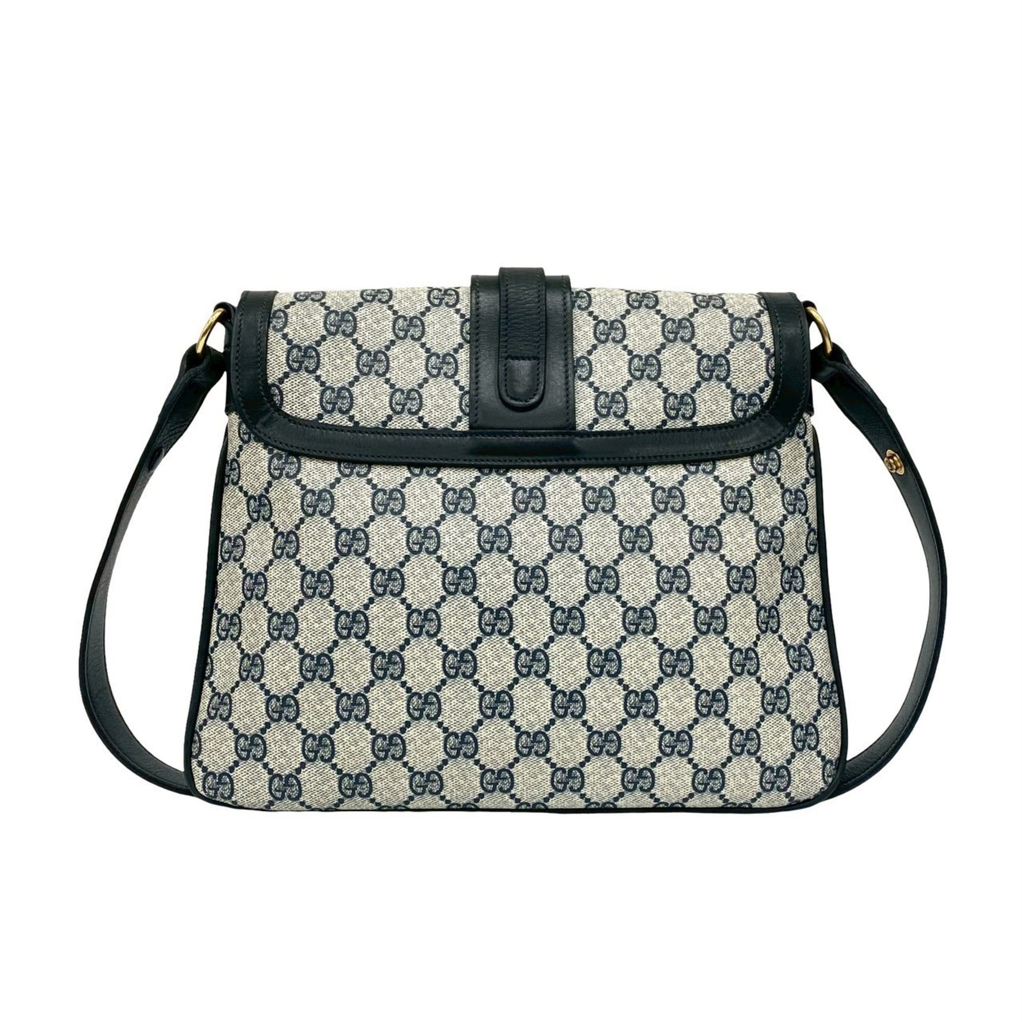 Gucci Navy Leather Pvc Shoulder Bag (Pre-Owned)
