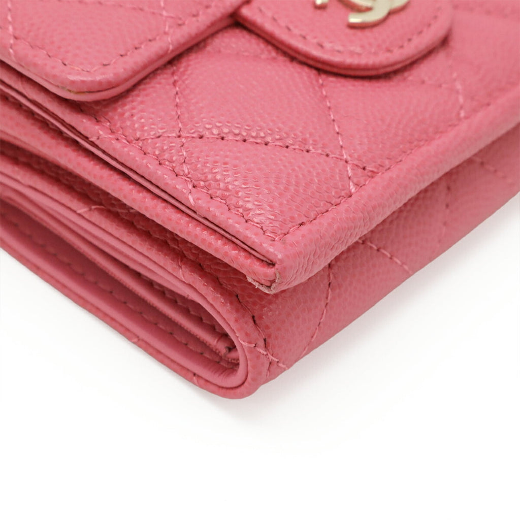 Chanel Pink Grained Calfskin Wallet (Tri-Fold) (Pre-Owned)