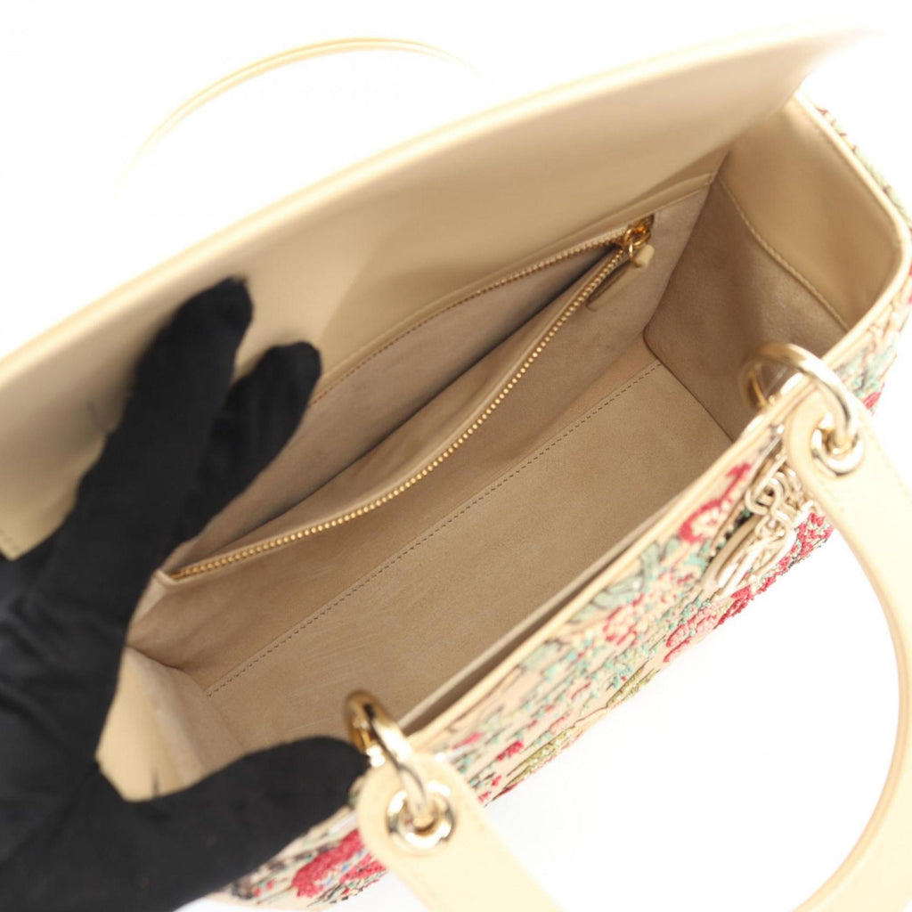 Christian Dior Beige Multi-Color Canvas Leather Handbag (Pre-Owned)