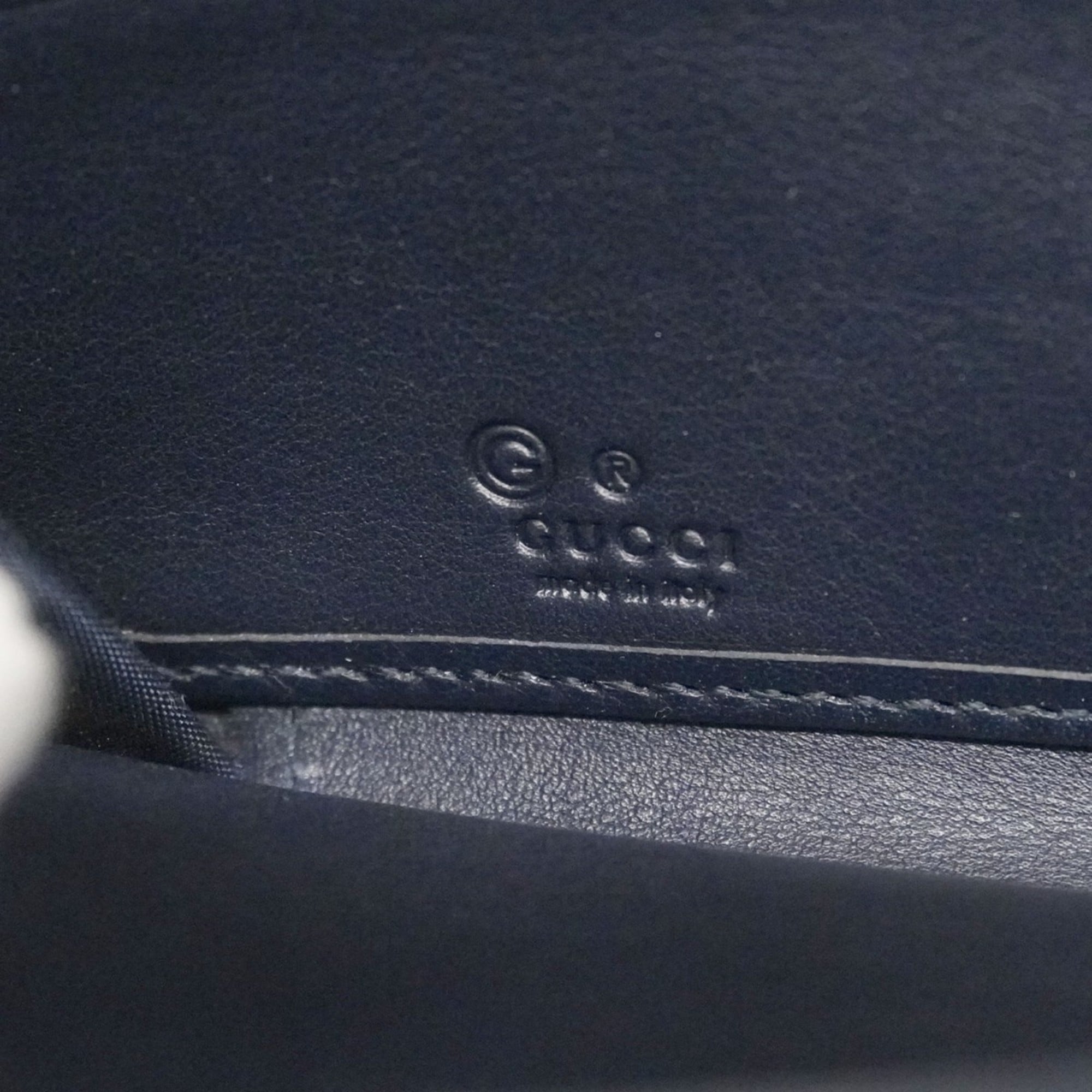 Gucci Navy Leather Long Wallet (Bi-Fold) (Pre-Owned)