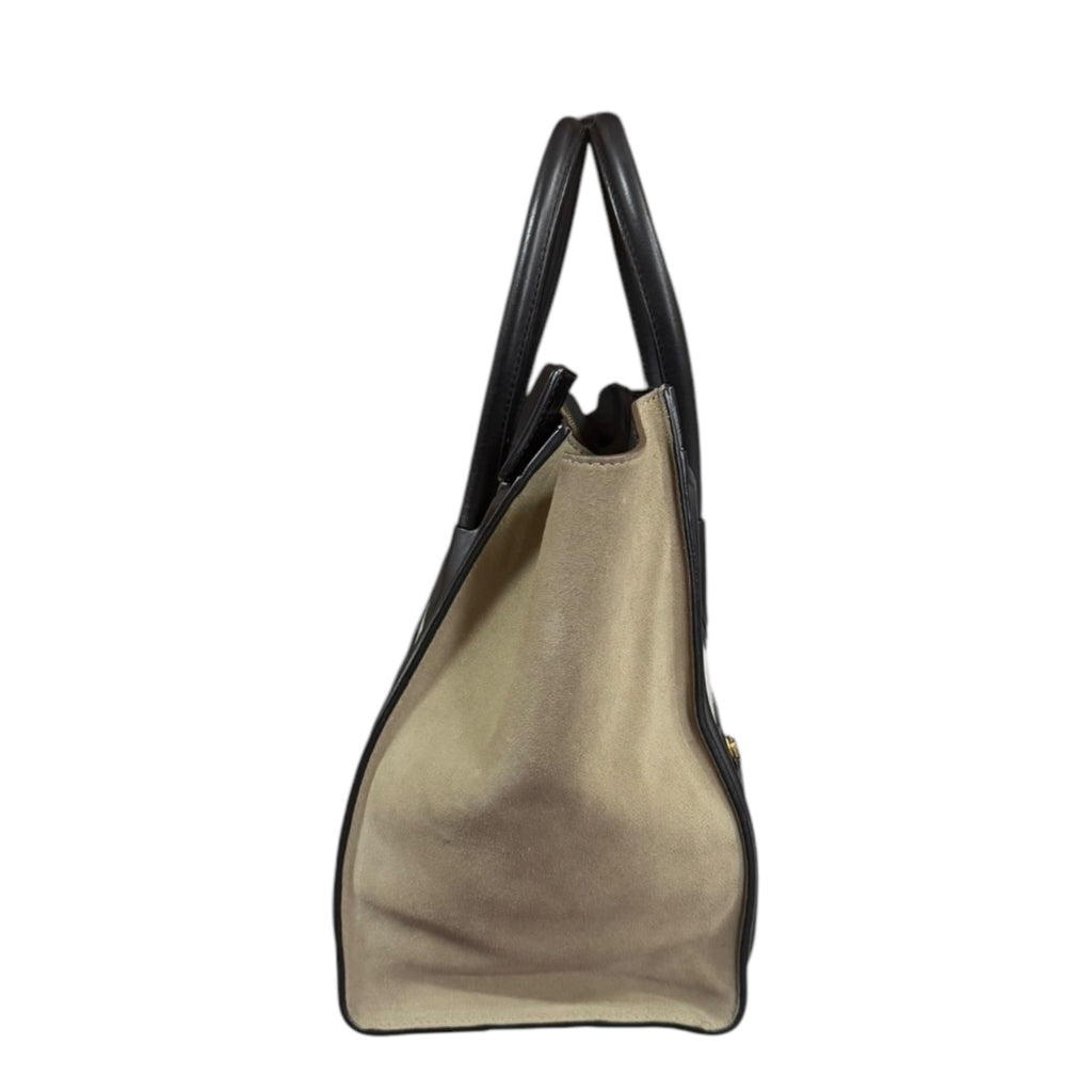 Celine Black Khaki White Leather Handbag (Pre-Owned)