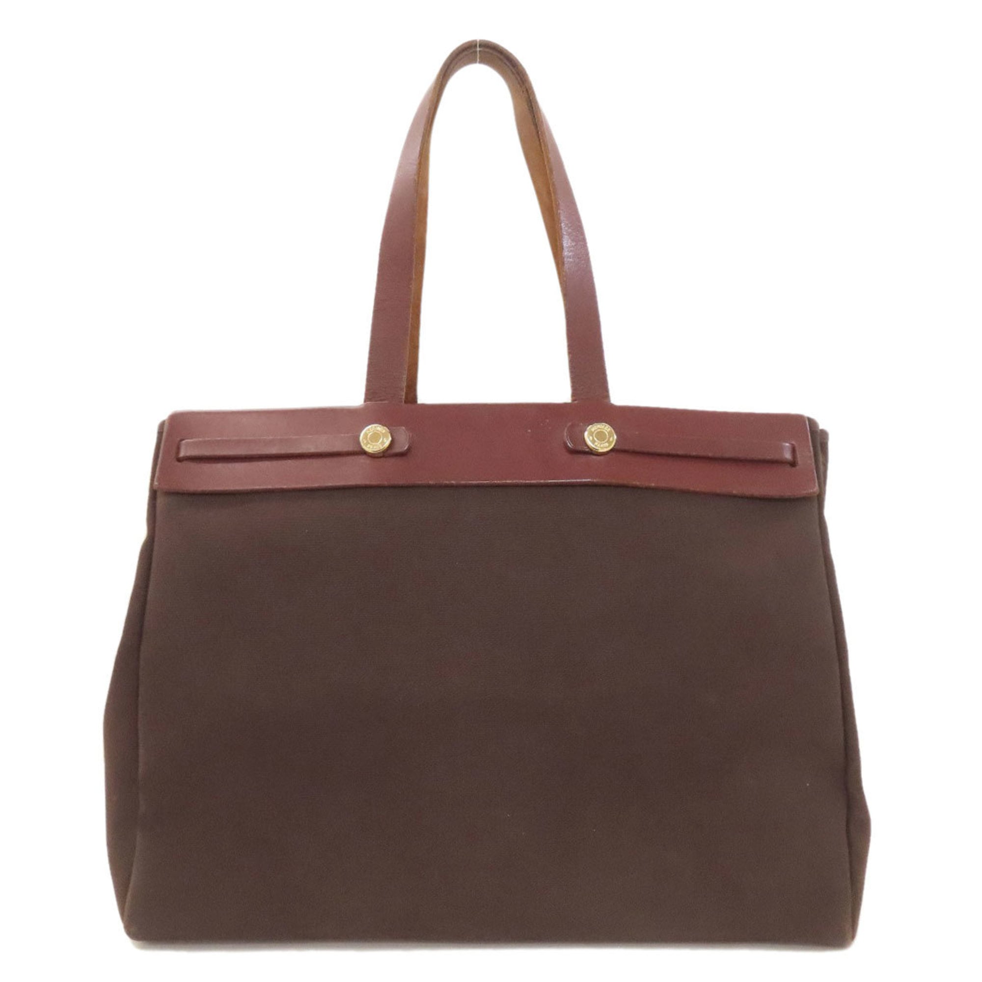 Hermes Brown Toile Officier Tote Bag (Pre-Owned)