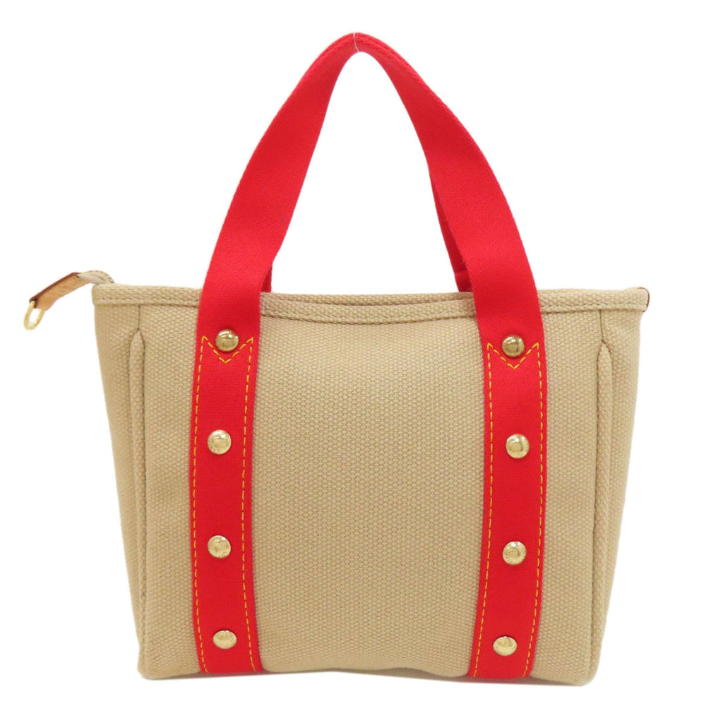 Louis Vuitton Beige Red Color Canvas Handbag (Pre-Owned)