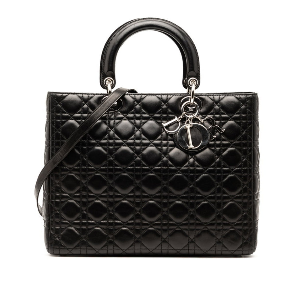 Christian Dior Black Leather Handbag Shoulder Bag (Pre-Owned)