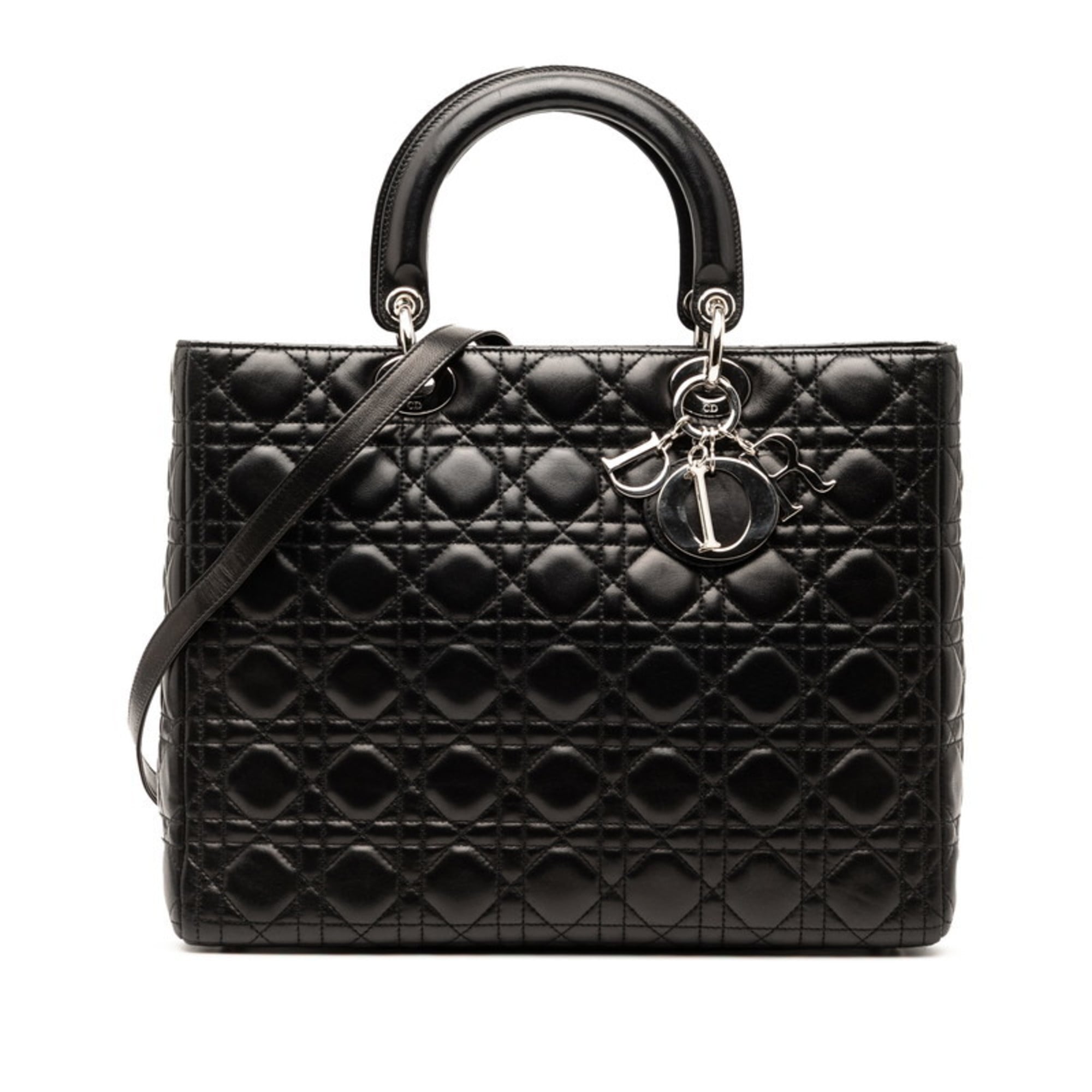Christian Dior Black Leather Handbag Shoulder Bag (Pre-Owned)