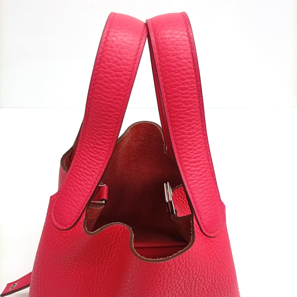 Hermes Pink Red Color Taurillon Clemence Leather Handbag (Pre-Owned)
