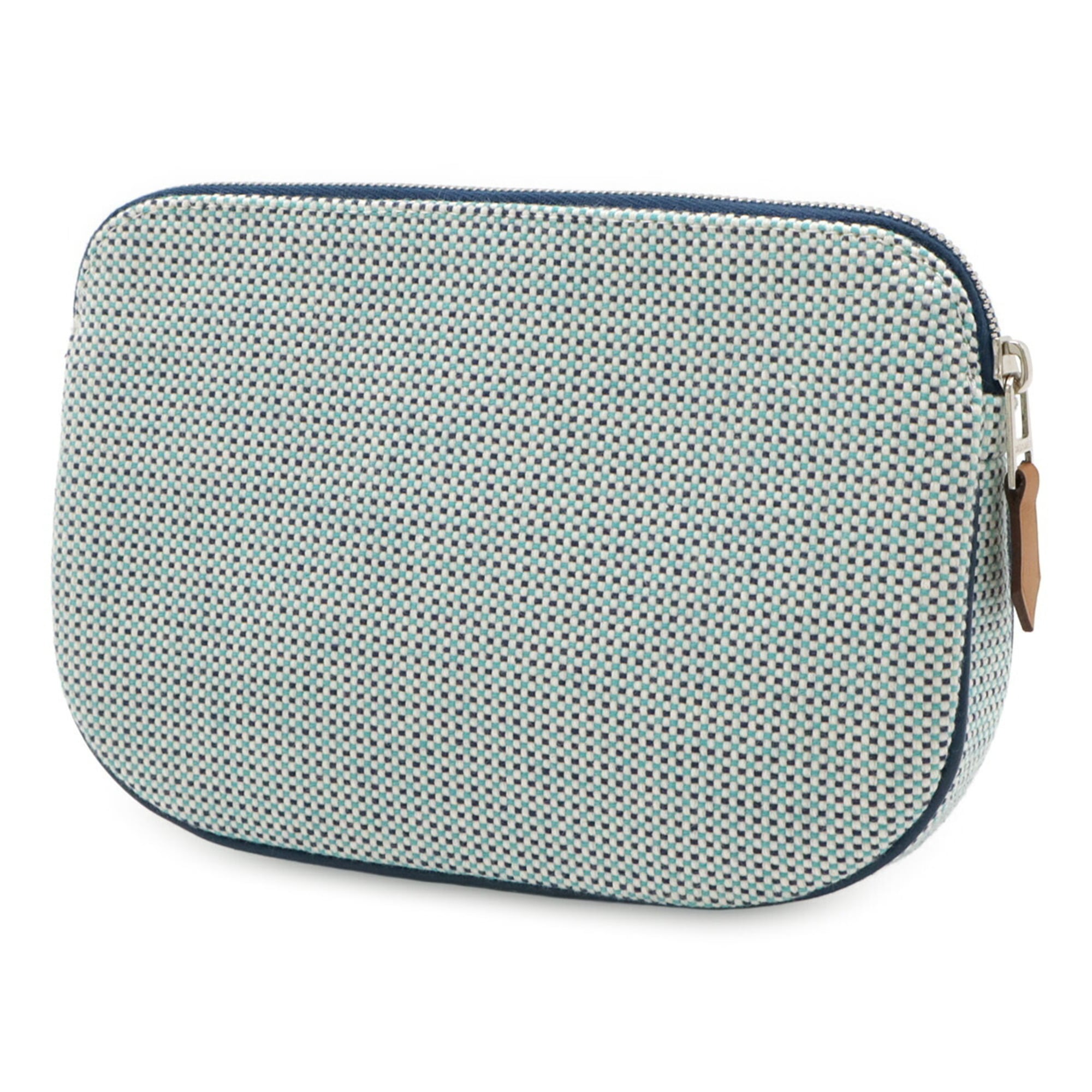 Hermes Marine Blue Cotton Leather Pouch (Pre-Owned)